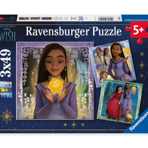 Ravensburger - puzzle wish, collezione 3x49, 3 puzzle da 49 pezzi, età raccomandata 5+ anni - DISNEY PRINCESS, RAVENSBURGER, WISH