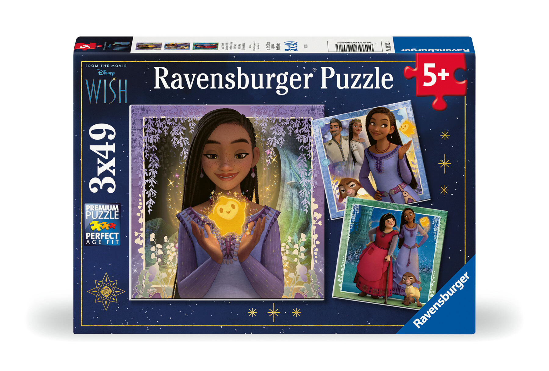 Ravensburger - puzzle wish, collezione 3x49, 3 puzzle da 49 pezzi, età raccomandata 5+ anni - DISNEY PRINCESS, RAVENSBURGER, WISH