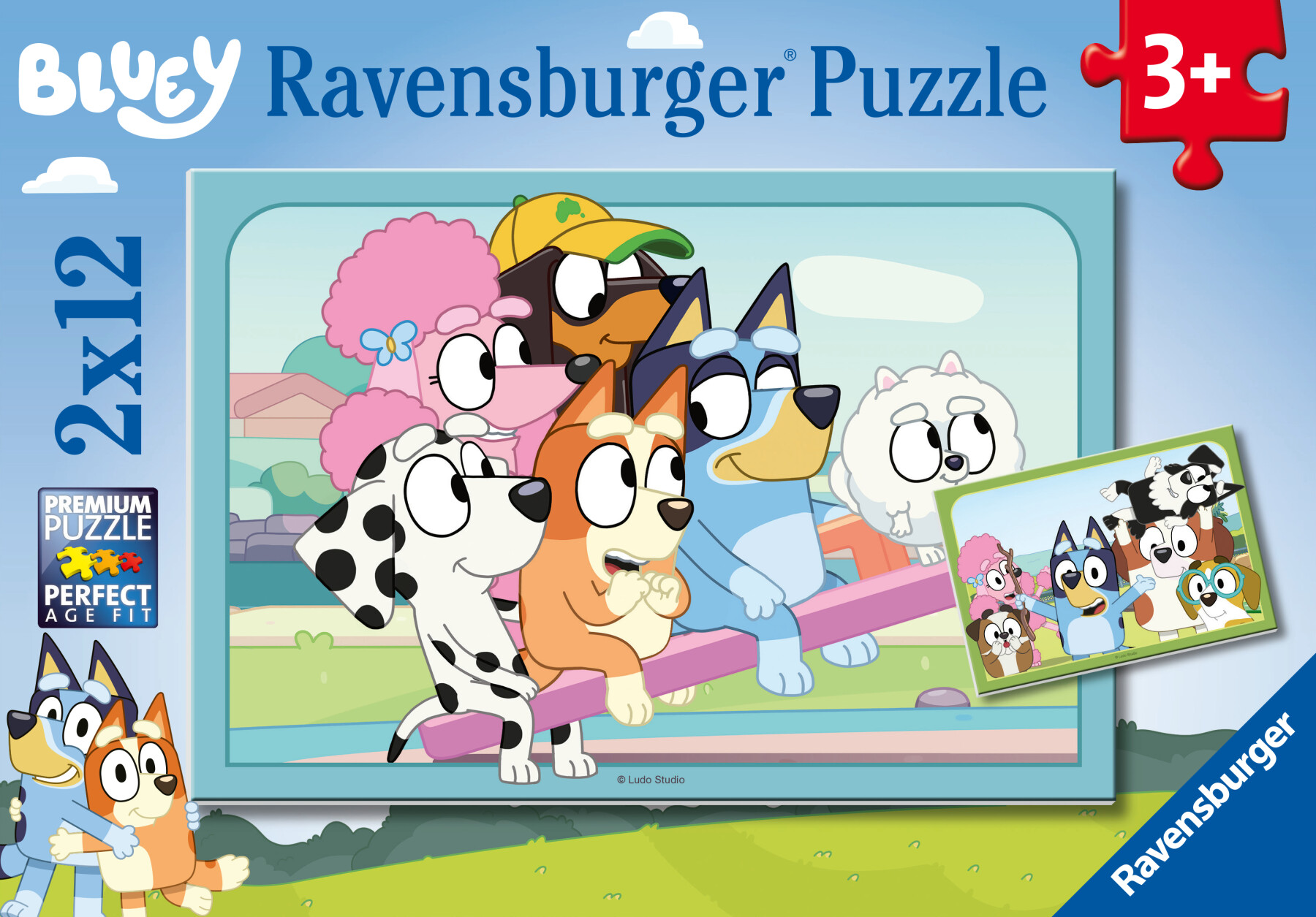 Ravensburger - puzzle illustrato bluey, collezione 2x12, 2 puzzle da 12 pezzi, età raccomandata 3+ anni - RAVENSBURGER