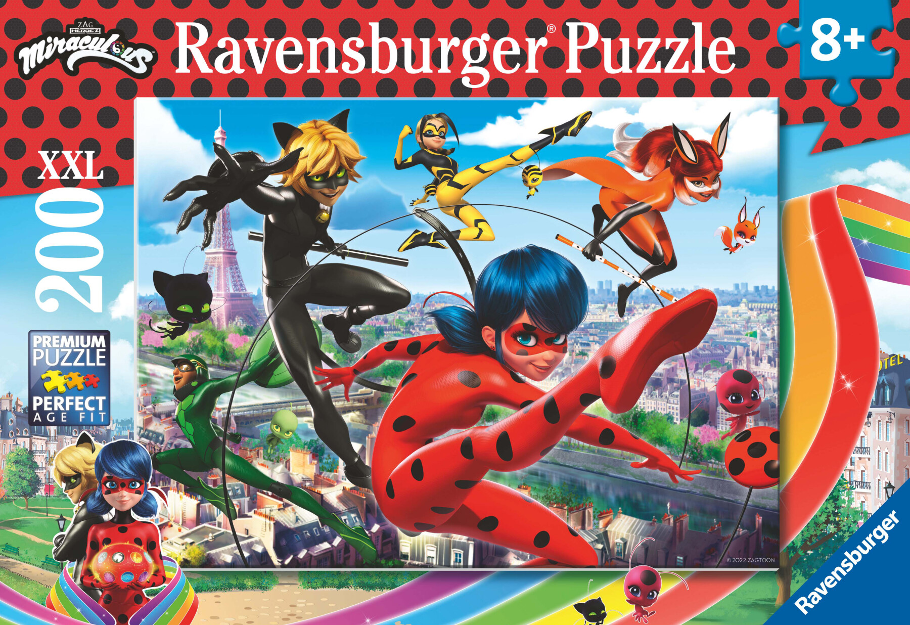 Ravensburger - puzzle miraculous, 200 pezzi xxl, età raccomandata 8+ anni - Miraculous - Ladybug, RAVENSBURGER