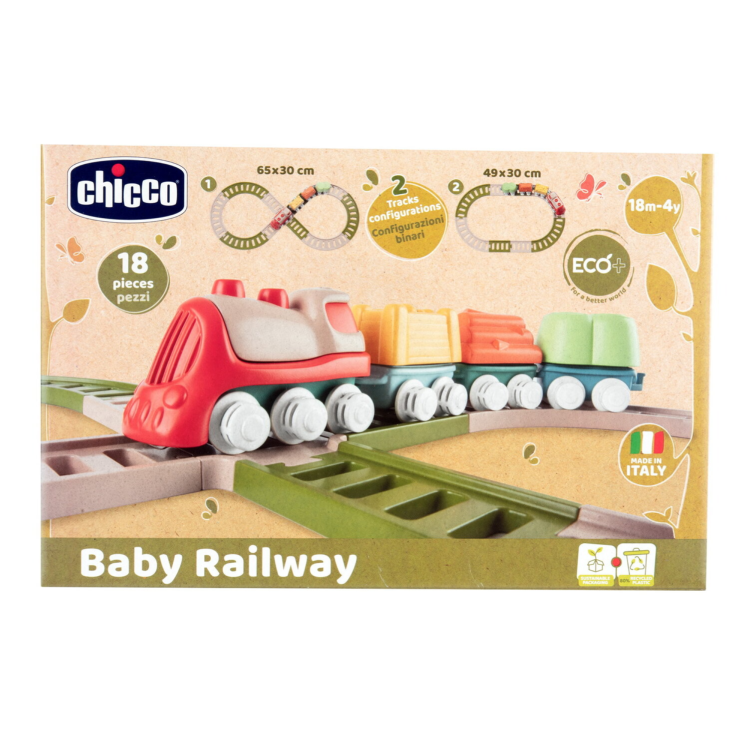 Chicco - trenino con playset linea eco+, 18 mesi-3 anni - Chicco