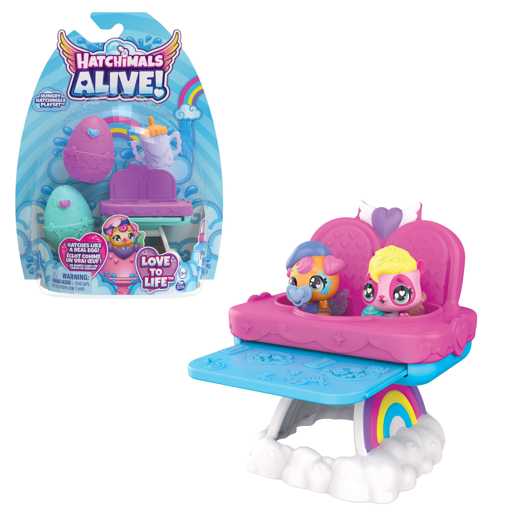 Hatchimals alive, confezione con due uova che si schiudono con l'acqua e  seggiolone, giocattoli per bambine e bambini dai 3 anni in su - Toys Center