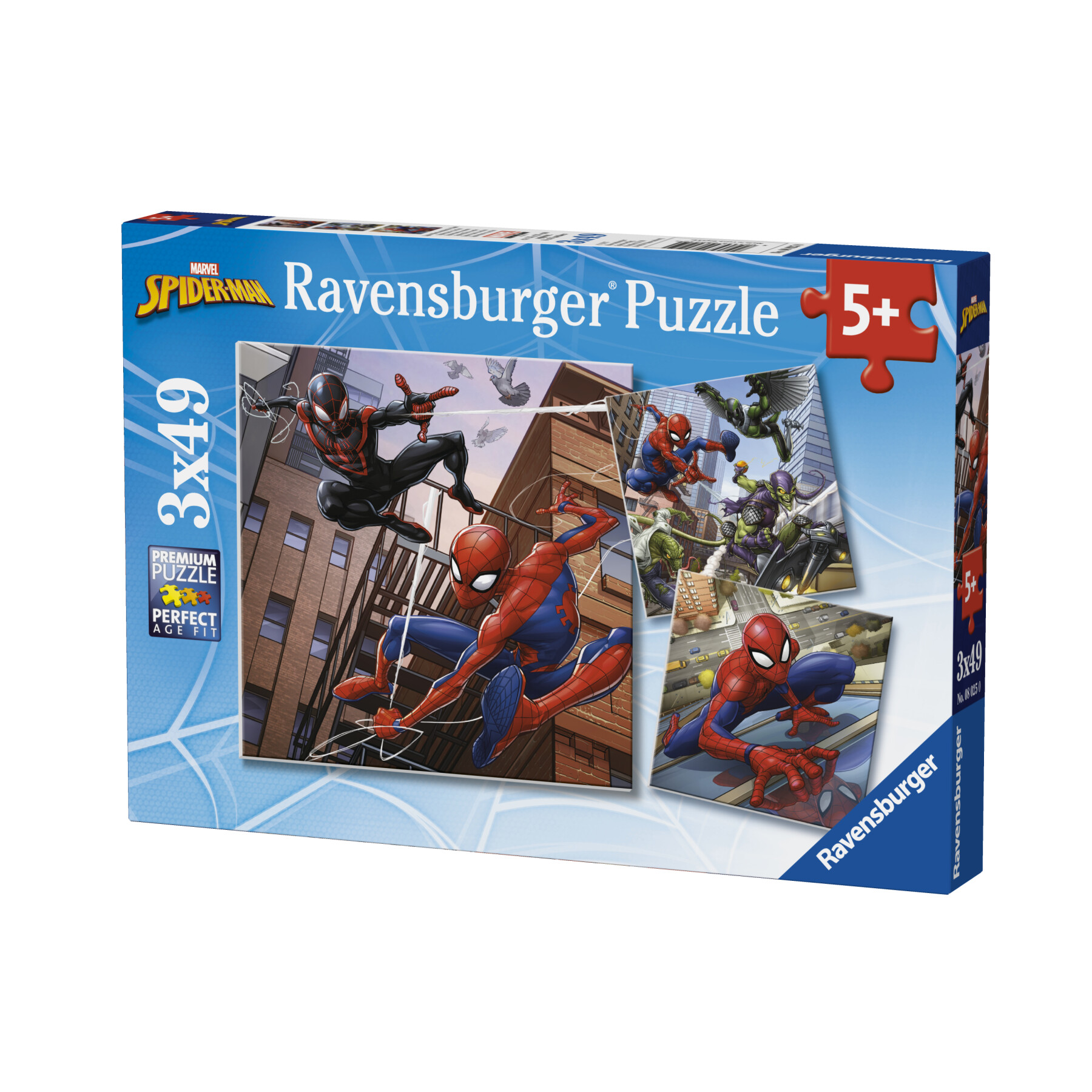 Ravensburger - puzzle spiderman, collezione 3x49, 3 puzzle da 49 pezzi, età raccomandata 5+ anni - RAVENSBURGER, Avengers, Spiderman