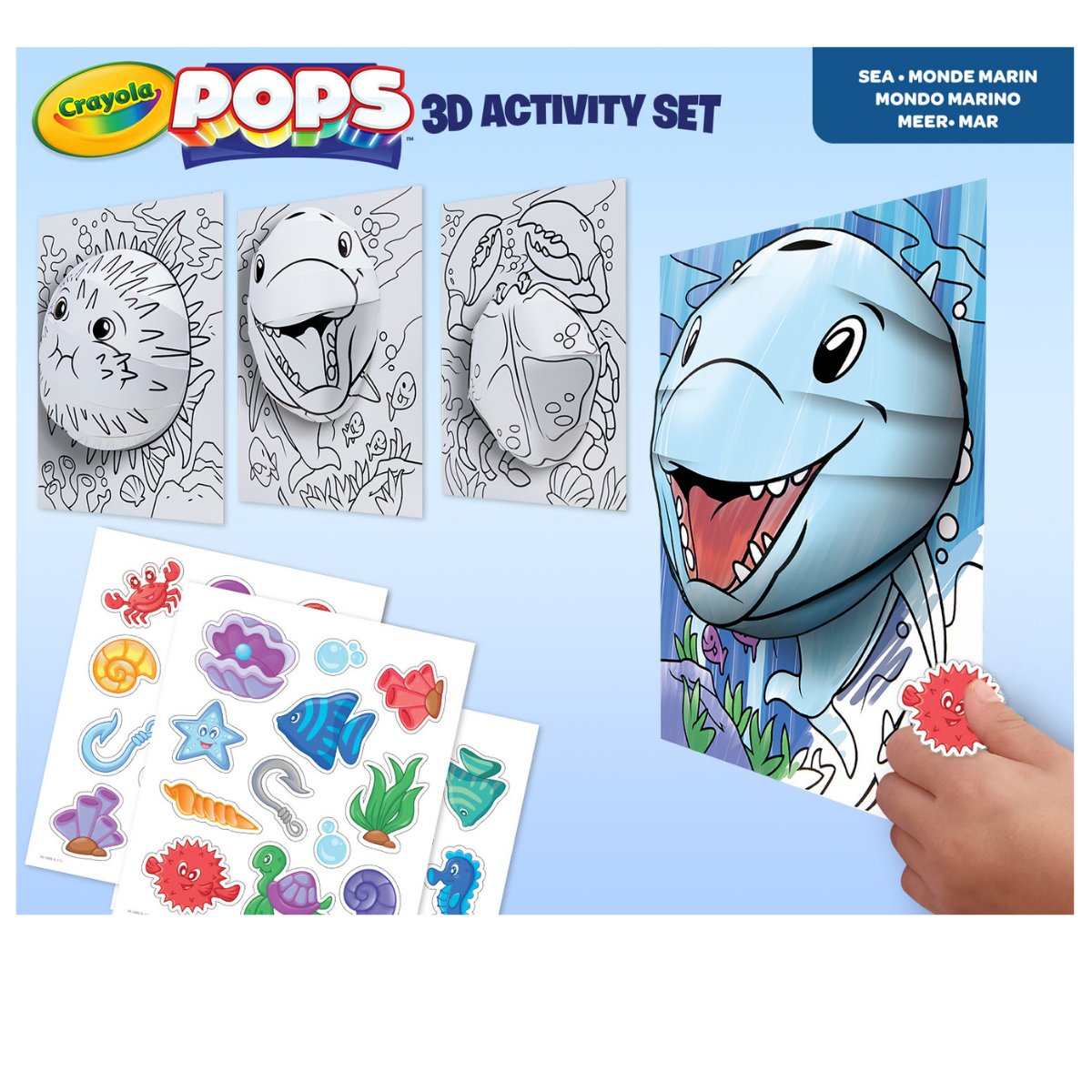 Crayola pops 3d activity set delfino e mondo marino – colora e crea disegni tridimensionali - CRAYOLA