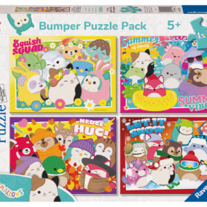 Ravensburger - puzzle squishmallows, collezione bumper pack 4x100, 4 puzzle da 100 pezzi, età raccomandata 5+ anni - RAVENSBURGER