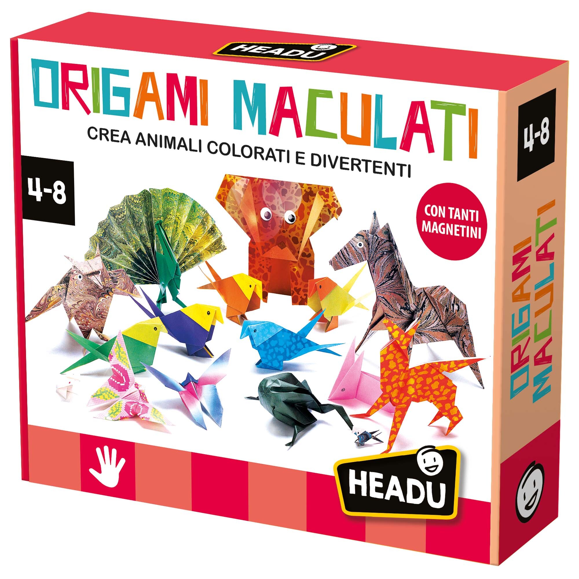 Origami maculati.	crea animali colorati e divertenti.	made in italy.	hand made creations - HEADU