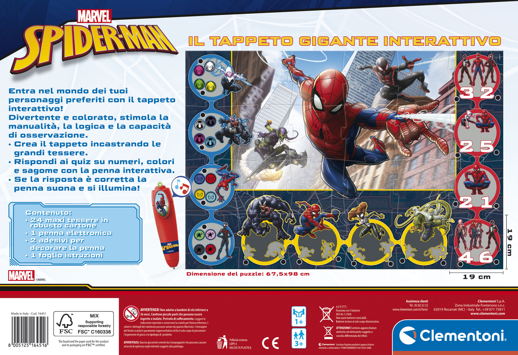 Tappeto gigante interattivo spiderman - CLEMENTONI