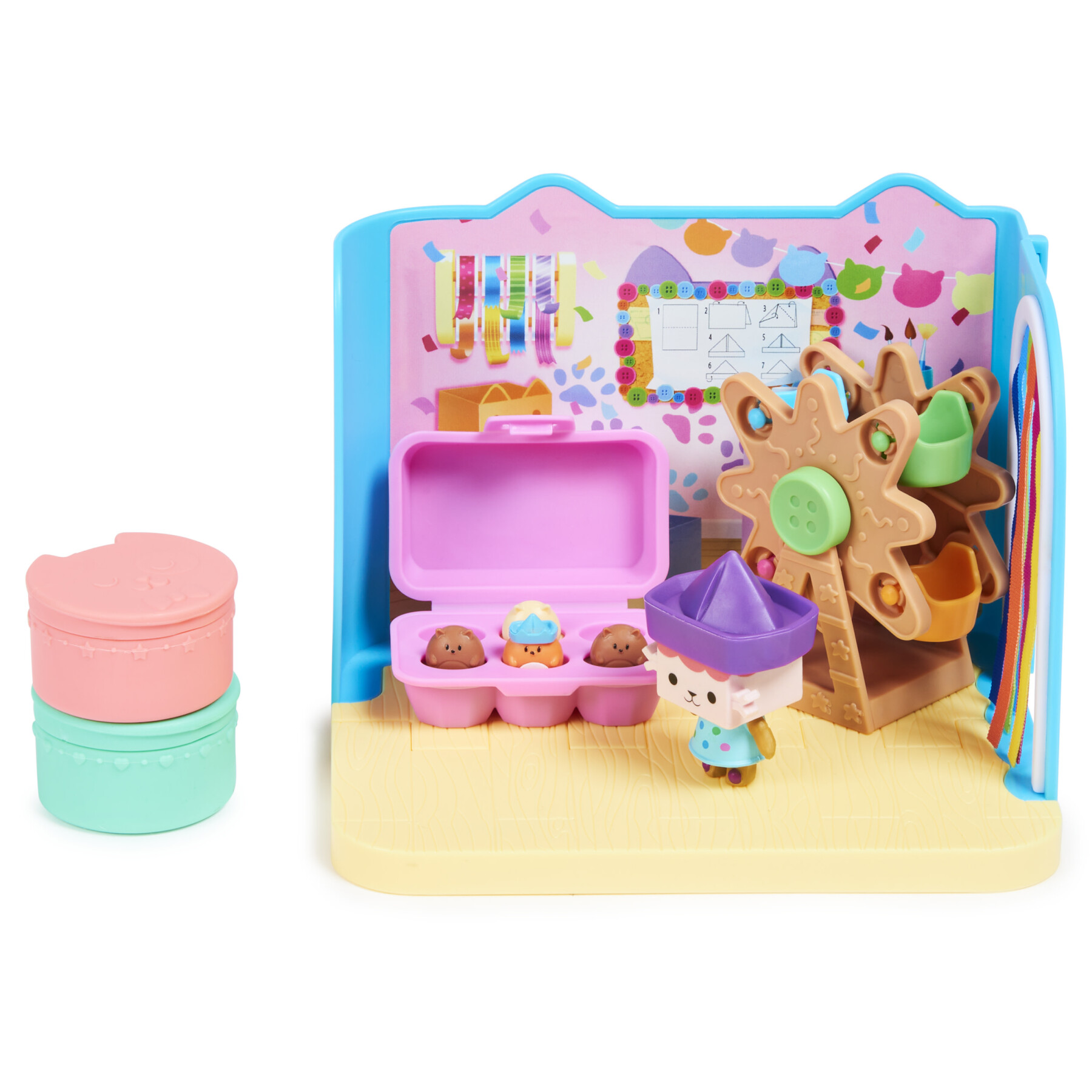 Gabby's dollhouse, stanza baby box craft-a-riffic con il personaggio gatto baby scatola, accessori, mobili e scatole con sorpresa, per bambini dai 3 anni in su - GABBY'S DOLLHOUSE