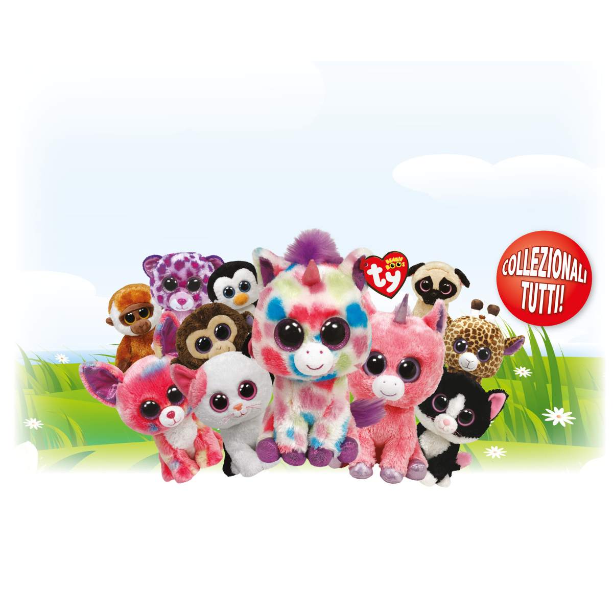 Ty beanie boos fergus il gatto, con occhi verdi grandi e glitter, il peluche con gli occhi grandi scintillanti 15 cm t36581 - TY