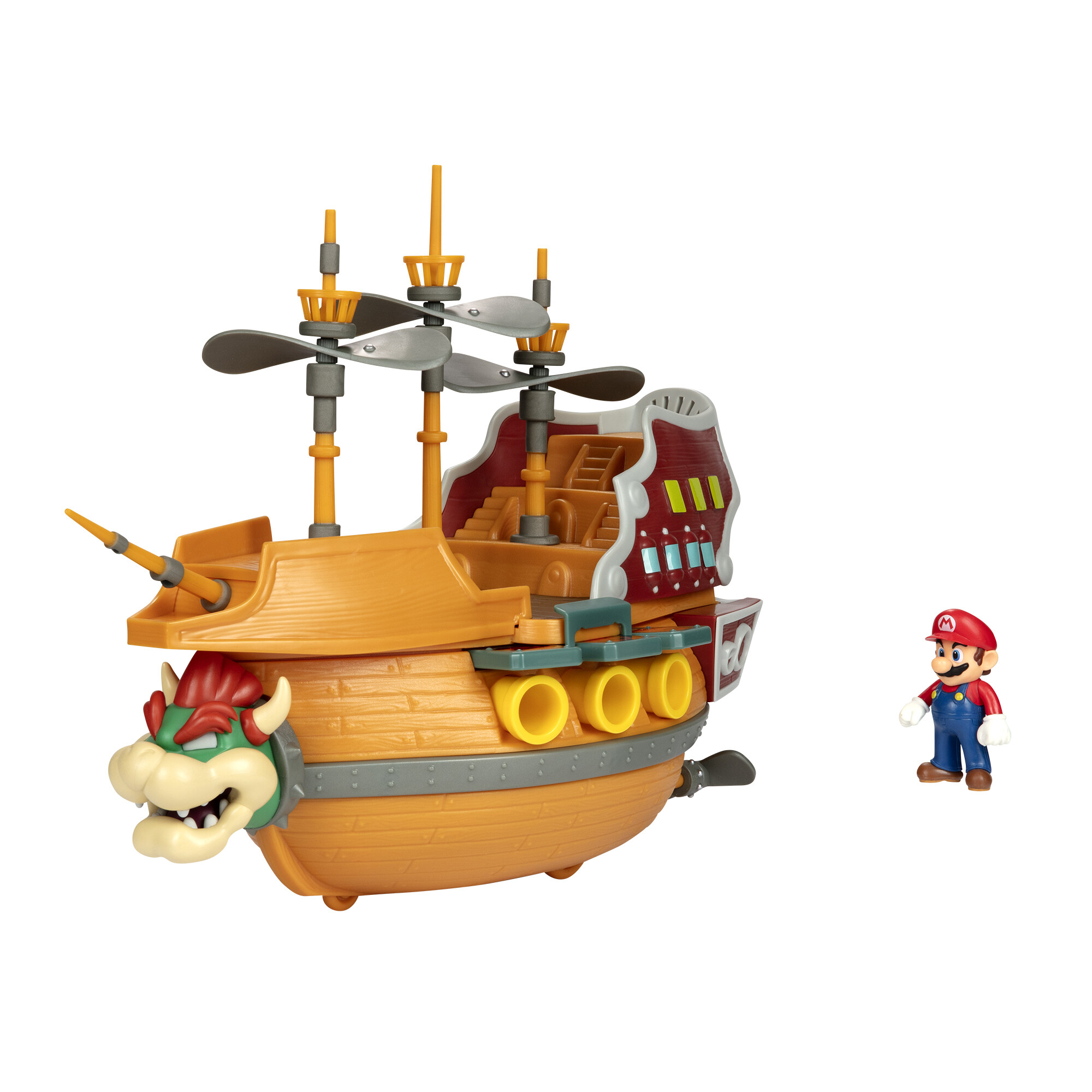 Super mario galeone volante di bowser con 5 personaggi articoati estremamente dettagliati - Super Mario