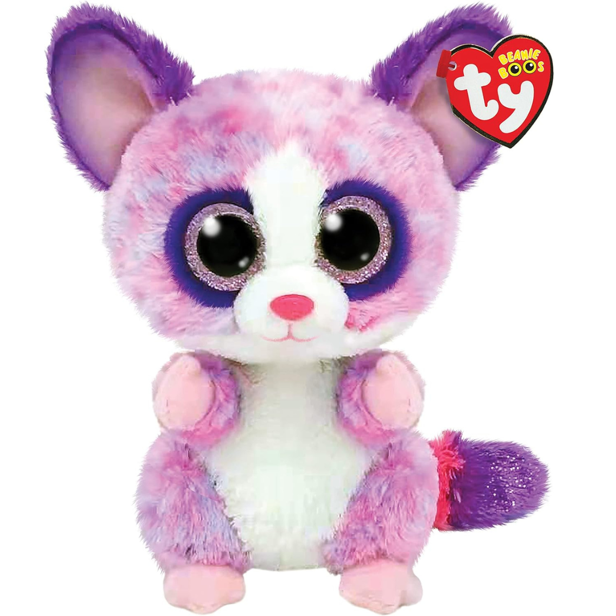 Ty - peluche - beanie boos - galago scimmia - becca - rosa e viola - orsetto con occhioni glitter rosa - il morbido pupazzo con gli occhi grandi scintillanti - 15 cm - 36395 - TY