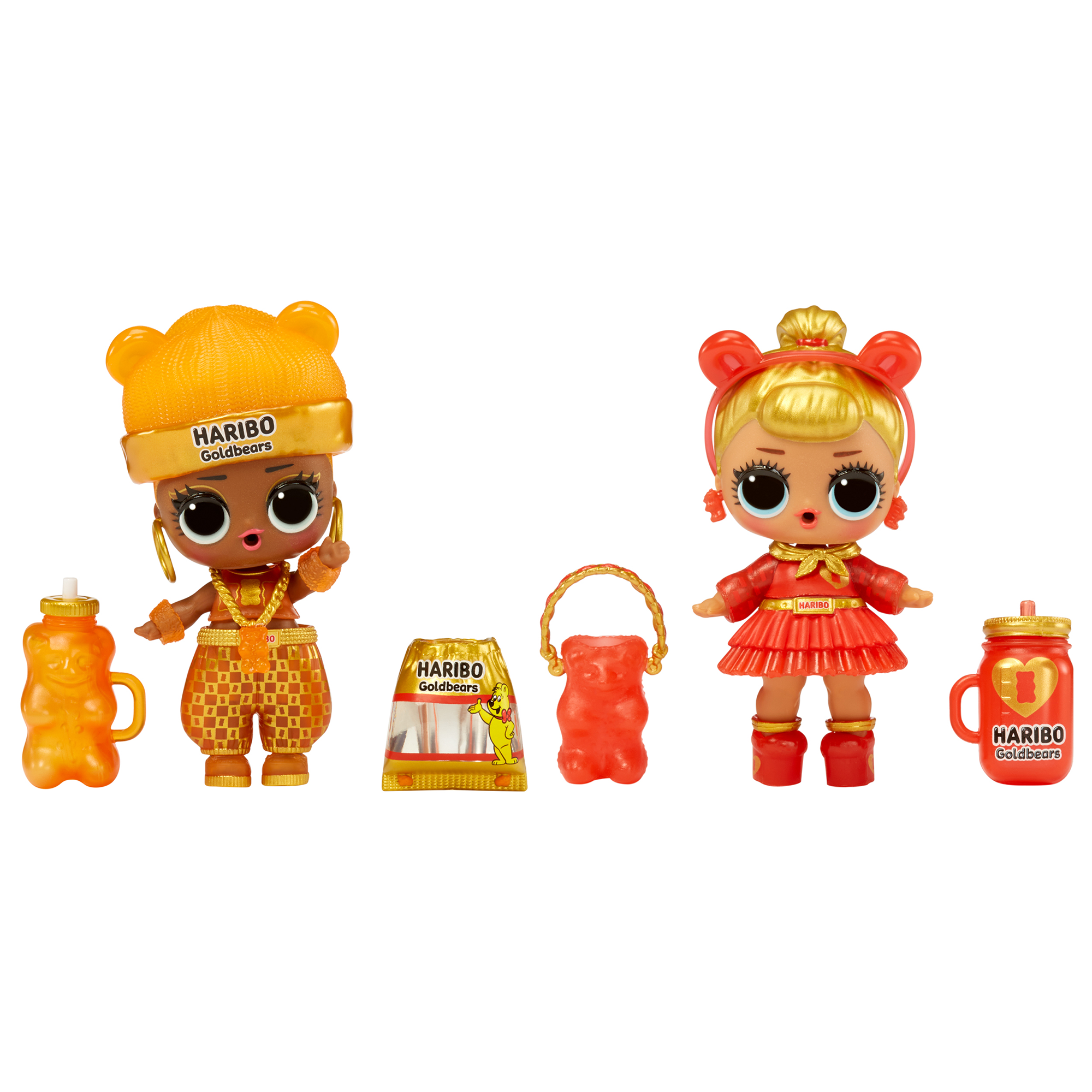 Lol surprise loves mini sweets deluxe x haribo - goldbears - include 3 bambole a tema caramelle, accessori divertenti e sorprese d’acqua - LOL