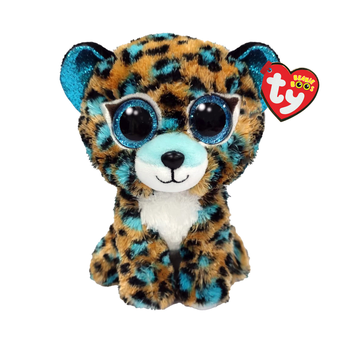 Ty beanie boos cobalt il leopardo, con occhi azzurri grandi e glitter, il peluche con gli occhi grandi scintillanti 15 cm t36691 - TY