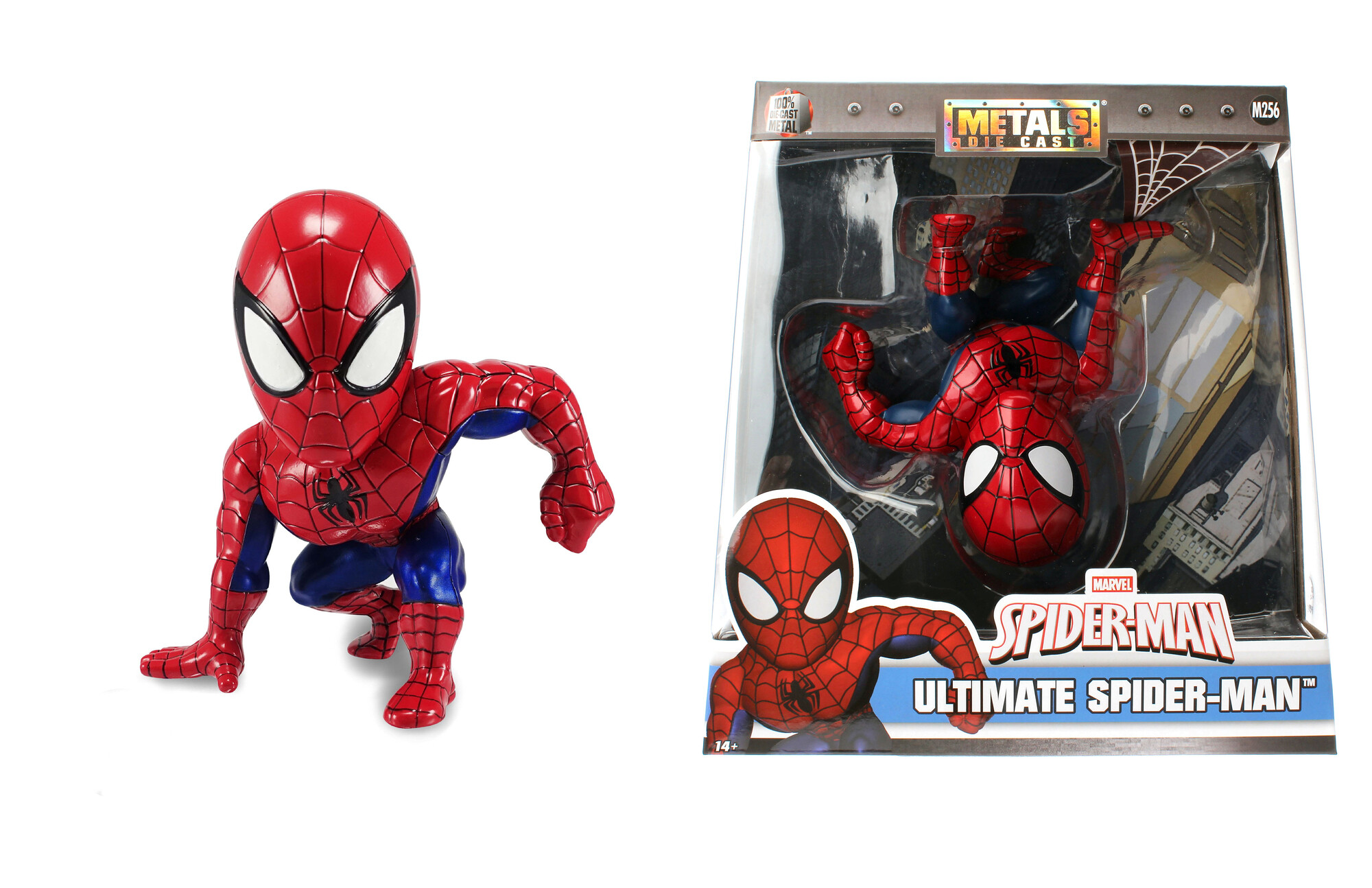 Jada toys- marvel spiderman in die- cast, 253223005, +8 anni, personaggio da collezione, 15 cm - 