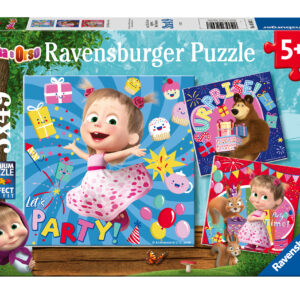 Ravensburger - puzzle masha e orso, collezione 3x49, 3 puzzle da 49 pezzi, età raccomandata 5+ anni - MASHA, RAVENSBURGER