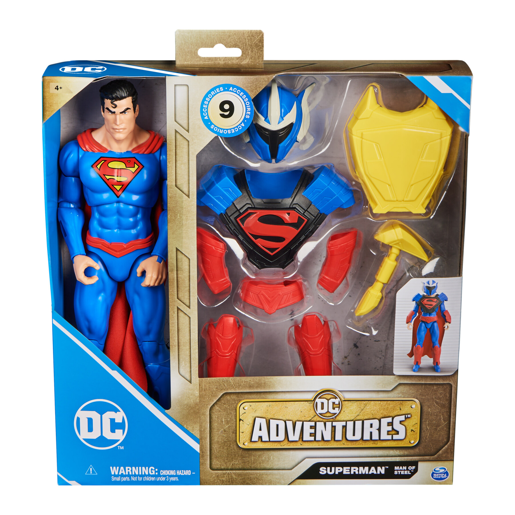 Dc comics, action figure dc adventures, superman giocattolo in scala, personaggio superman alto 30 cm, supereroe con 9 accessori e 17 punti di articolazione, giochi per bambini e bambine, 4+ anni - DC COMICS