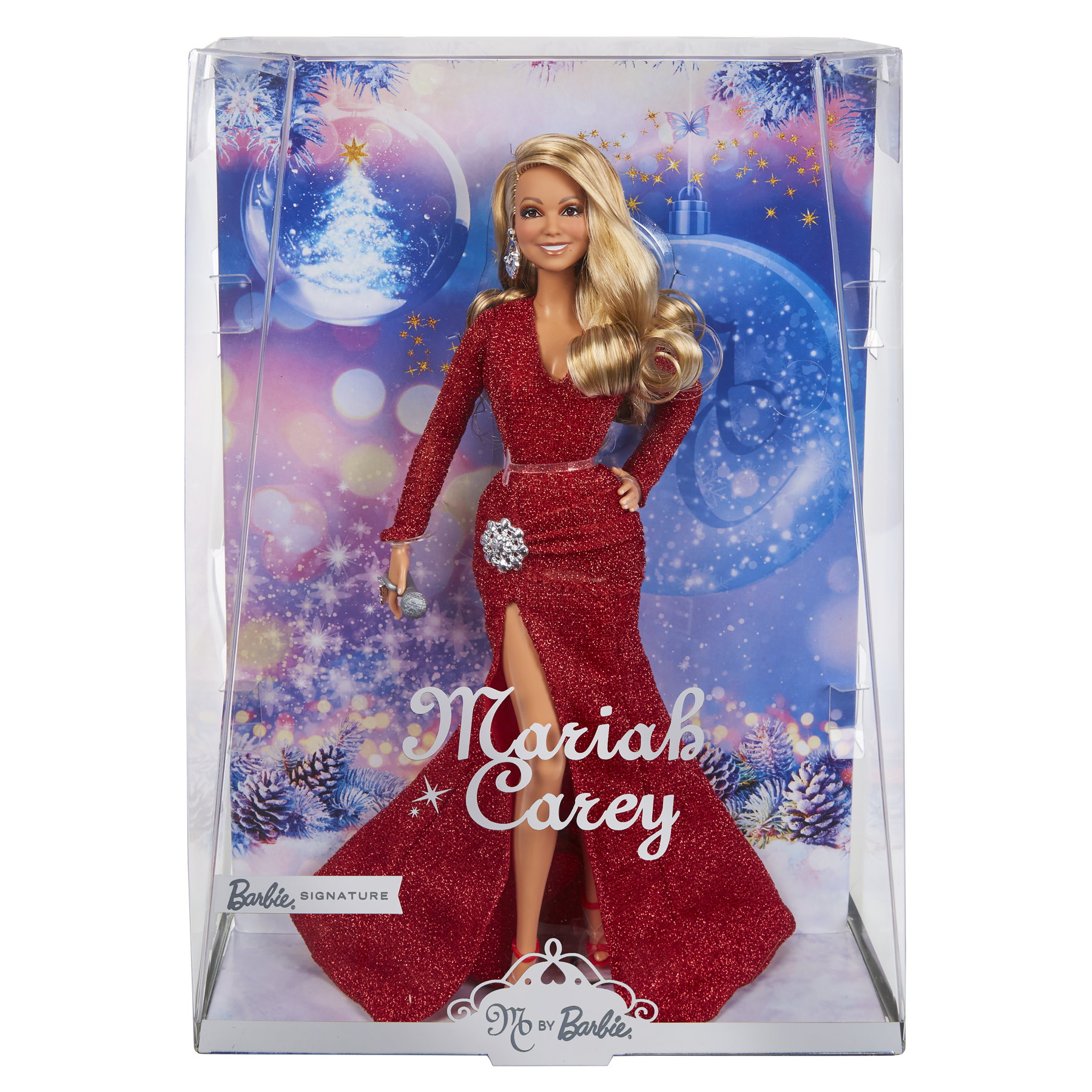 Barbie signature - mariah carey, bambola da collezione per celebrare il natale, con scintillante abito rosso e accessori argentati - Barbie