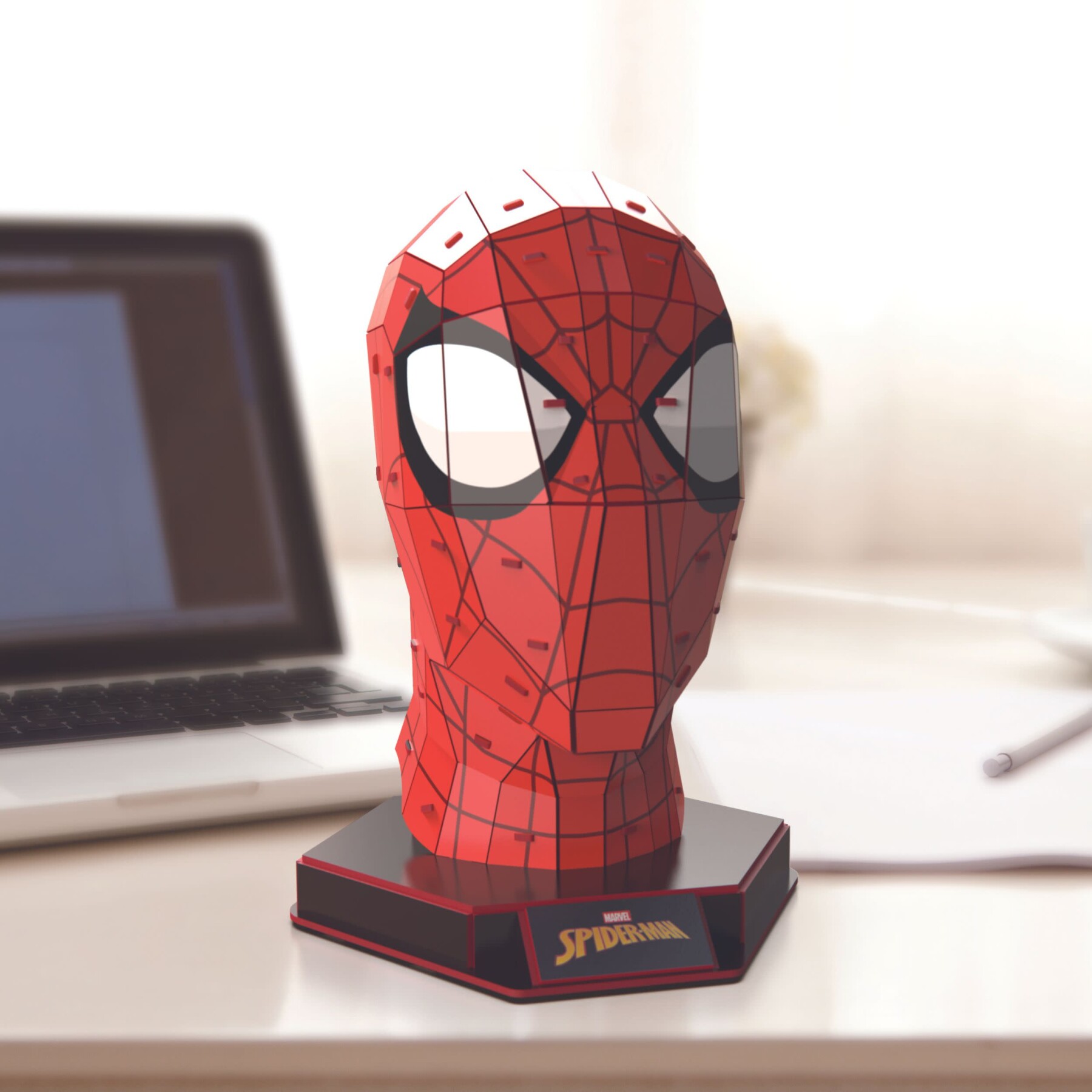 4d build, kit di modellismo per puzzle 3d marvel spider-man da 82 pezzi con  supporto
