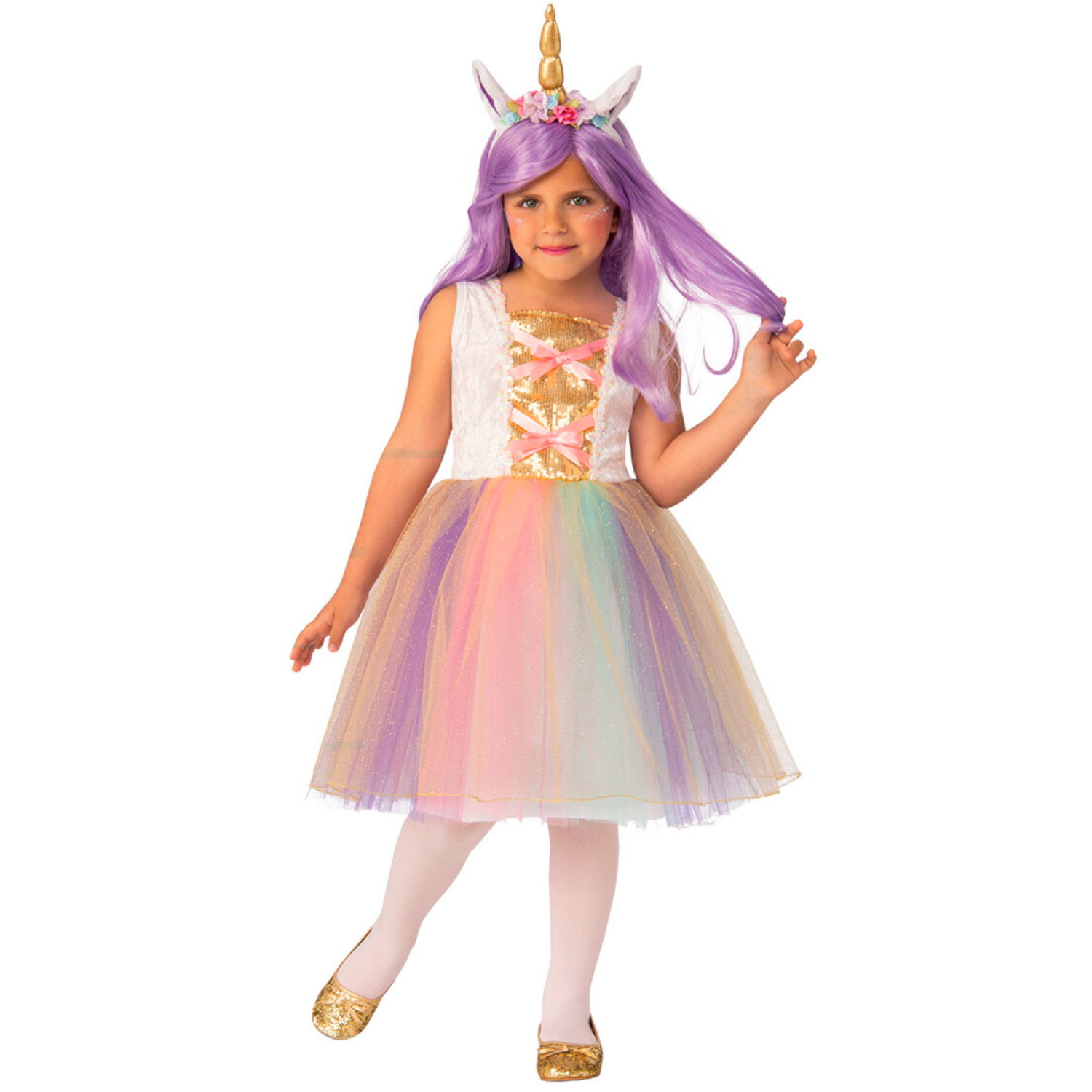 Costume principessa shiny unicorno da bambina vestito e cerchietto - Toys  Center