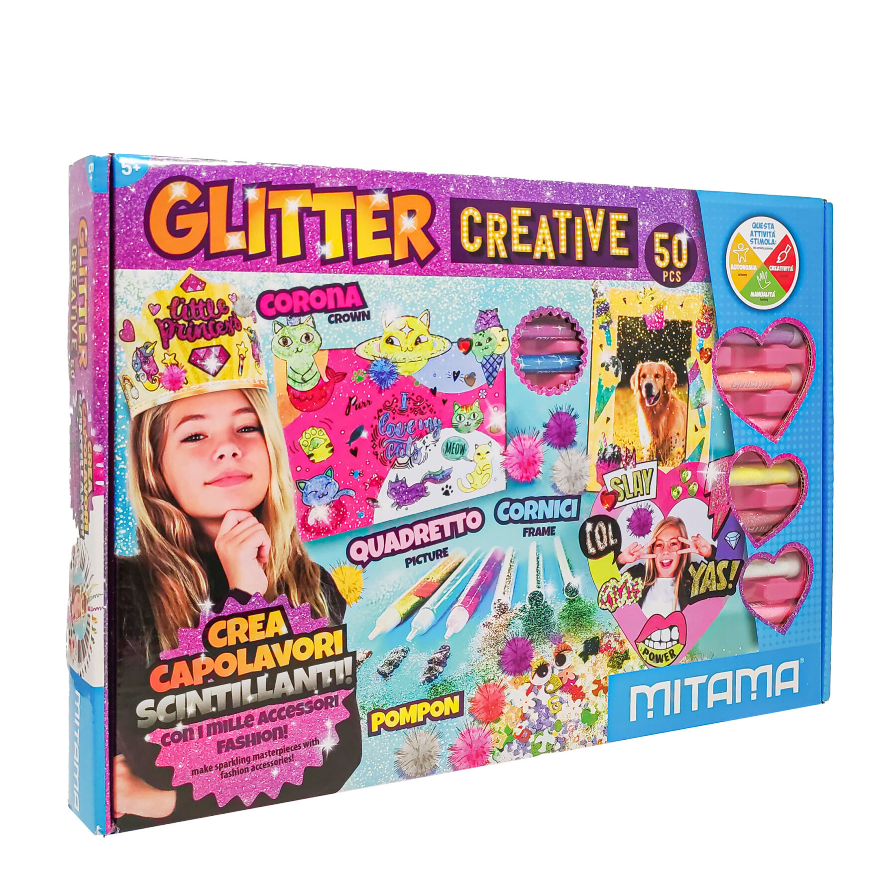 Glitter creative, scatola creativa con glitter e 50 pezzi. - 