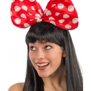 Cerchietto con fiocco rosso a pois con cavallotto - 