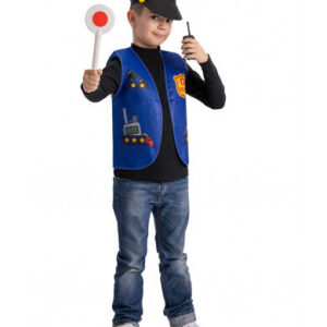 Set poliziotto bimbo (gilet, cappello, radiolina e paletta) in busta con gancio - 