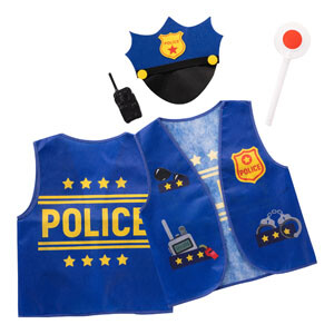 SET POLIZIOTTO BIMBO (GILET, CAPPELLO, RADIOLINA E PALETTA) IN BUSTA CON  GANCIO - Toys Center