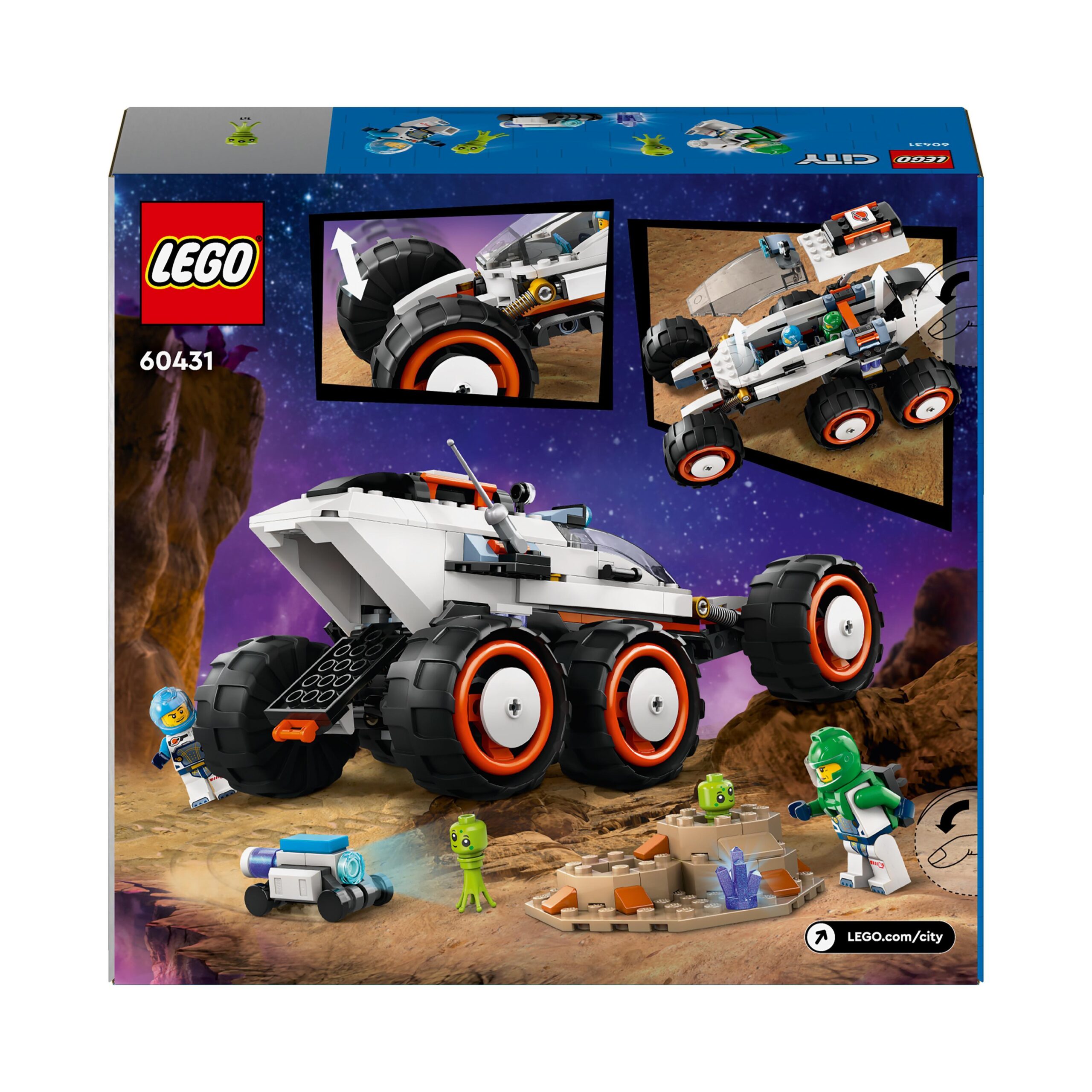 Lego city 60431 rover esploratore spaziale e vita aliena, giochi per bambini 6+ con 2 minifigure di astronauti, robot e 2 alieni - LEGO CITY