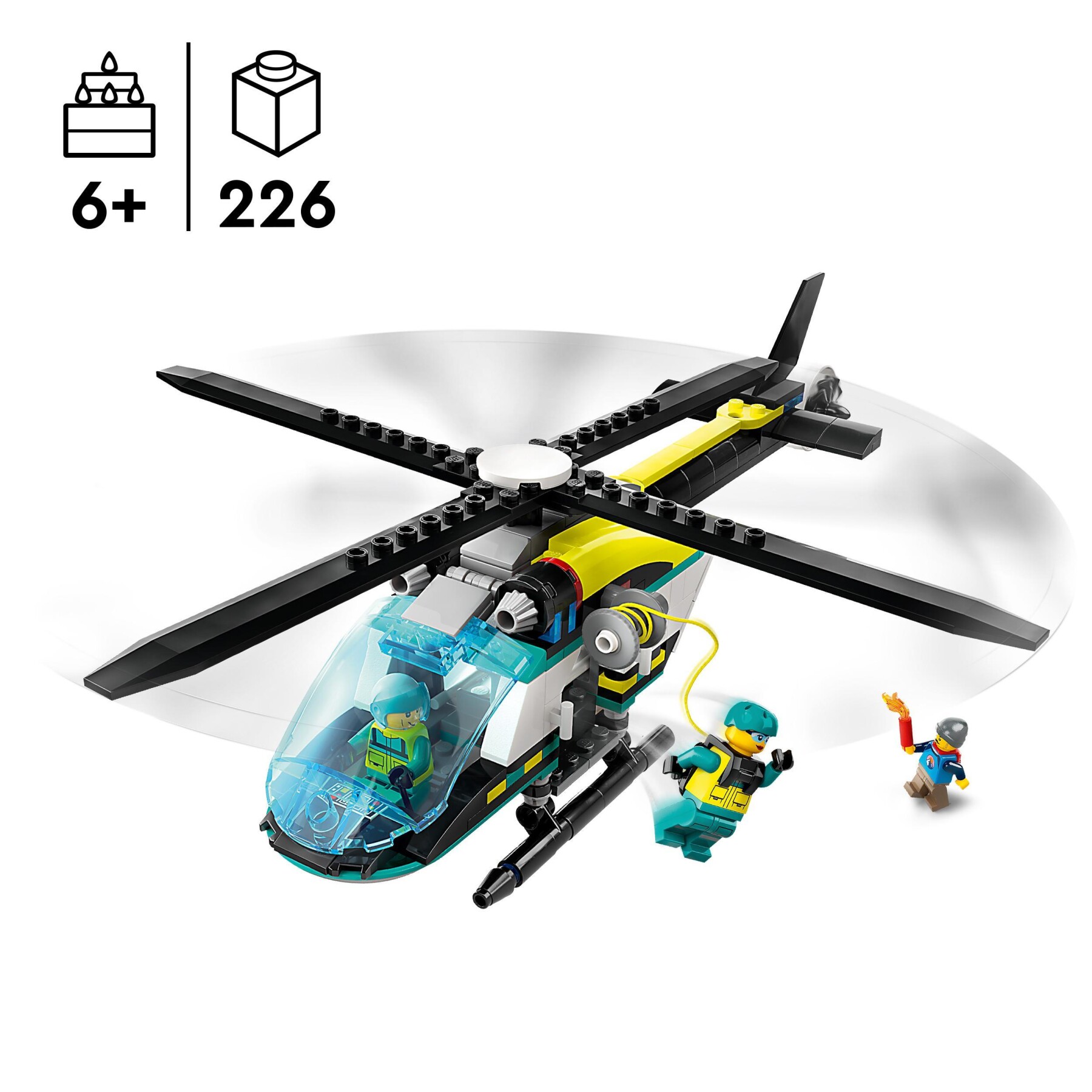 Lego city 60405 elicottero di soccorso di emergenza, set con veicolo giocattolo con rotori e verricello, giochi per bambini 6+ - LEGO CITY