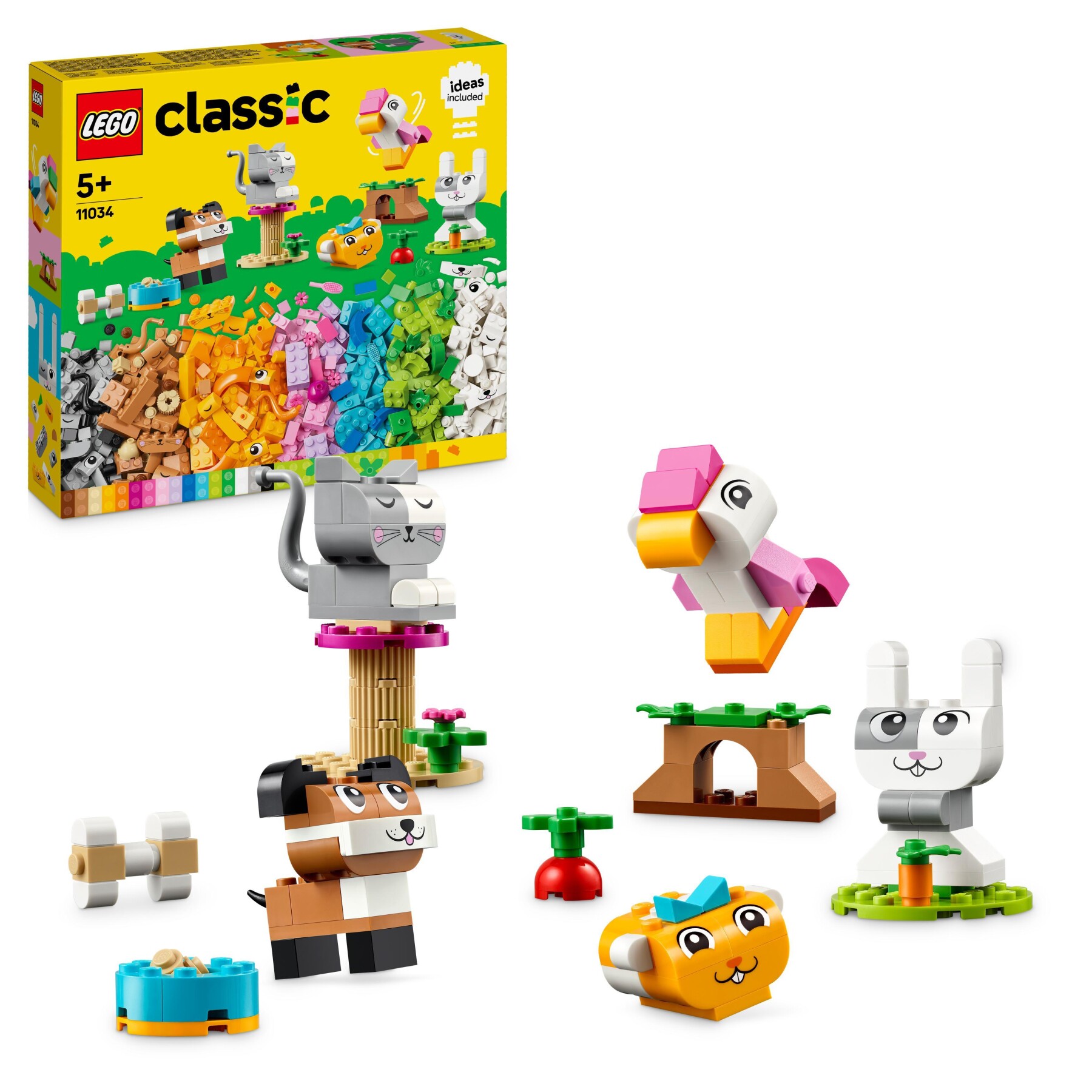 Lego classic 11034 animali domestici creativi, giocattolo per bambini di 5+ anni per costruire cane, gatto e altri animali - LEGO CLASSIC