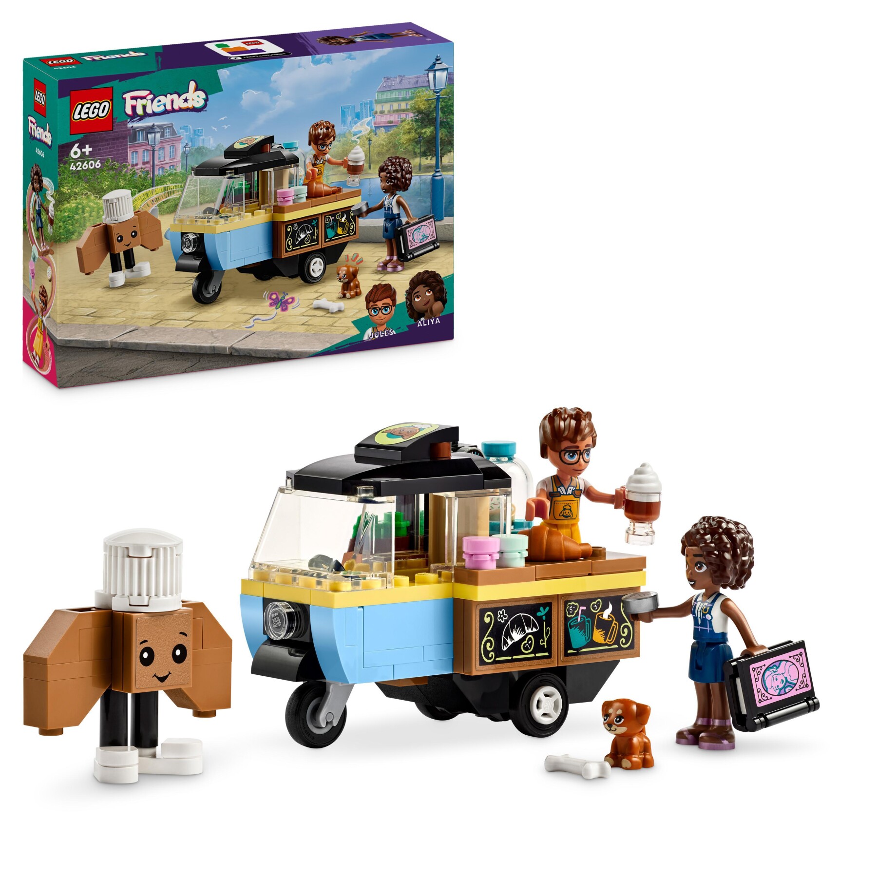 Lego friends 42606 furgoncino del fornaio, giochi per bambini di 6+ anni con cucina giocattolo, cibo, mini bamboline e cane - LEGO FRIENDS