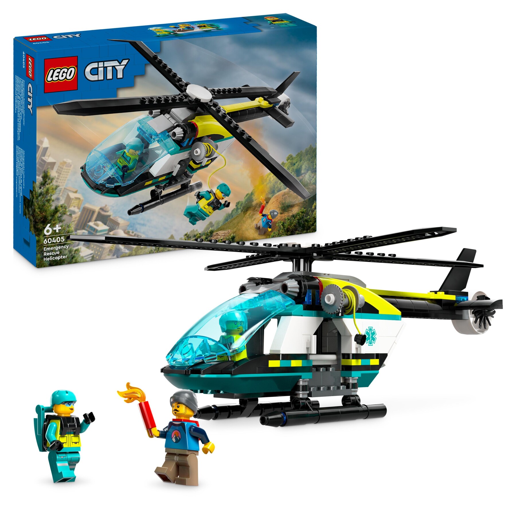Lego city 60405 elicottero di soccorso di emergenza, set con veicolo giocattolo con rotori e verricello, giochi per bambini 6+ - LEGO CITY