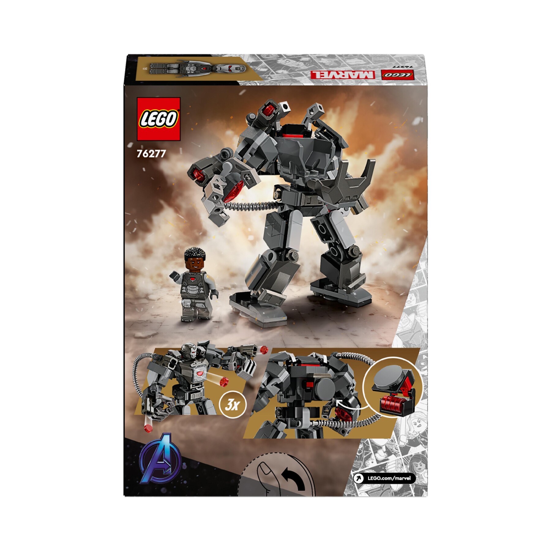 Lego marvel 76277 mech di war machine, giocattolo action figure per bambini 6+ anni, supereroe con 3 shooter, personaggio mcu - DC COMICS, LEGO SUPER HEROES