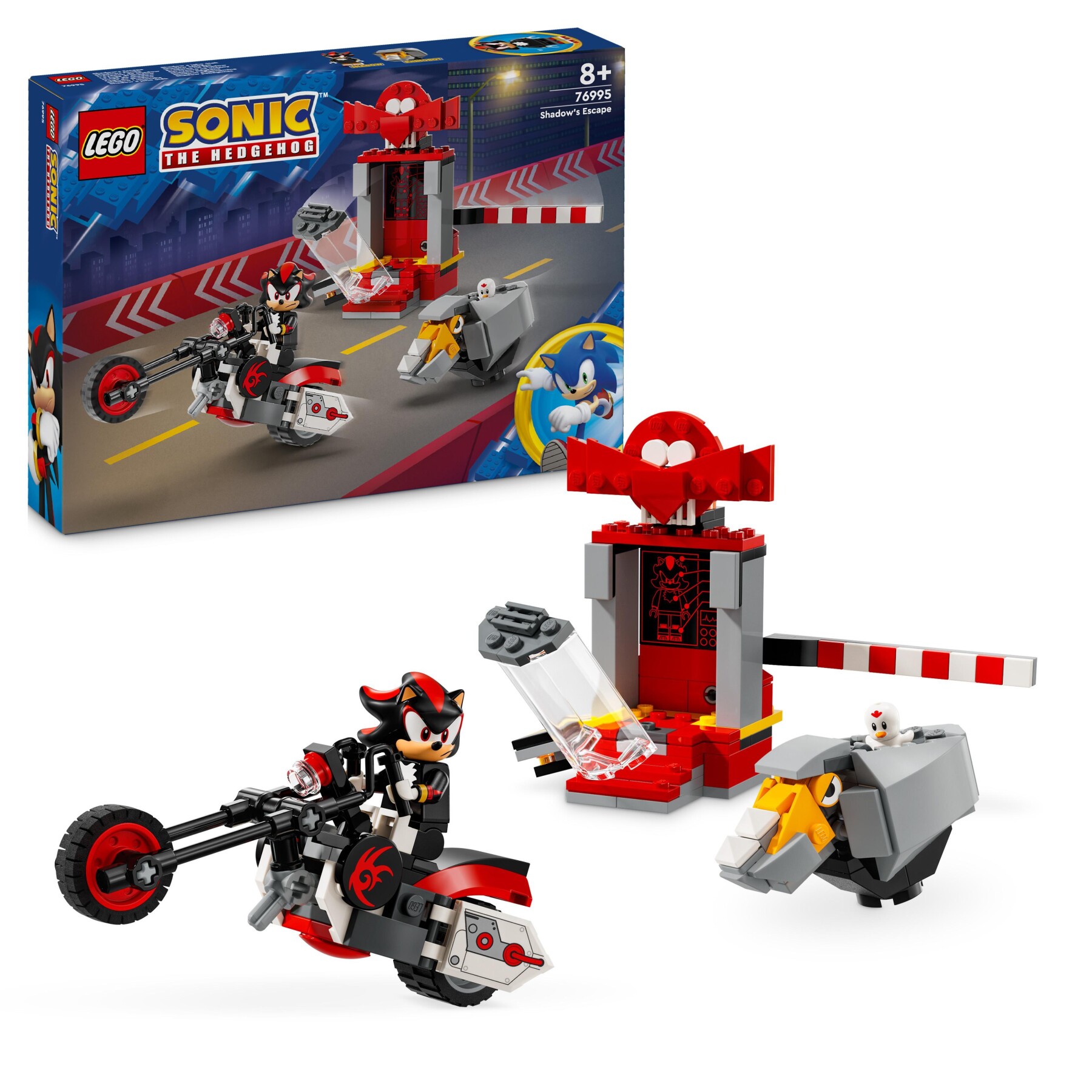 Lego sonic the hedgehog 76995 la fuga di shadow the hedgehog con moto giocattolo per bambini 8+ anni, personaggi videogiochi - Sonic, Lego