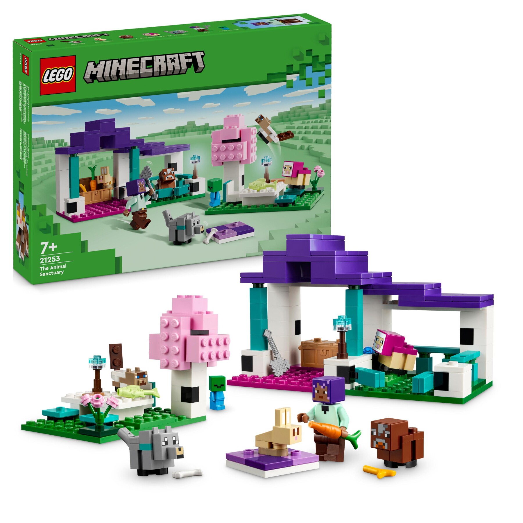 Lego minecraft 21253 il santuario degli animali giocattolo per bambini e fan di 7+ anni con bioma delle pianure e personaggi - MINECRAFT
