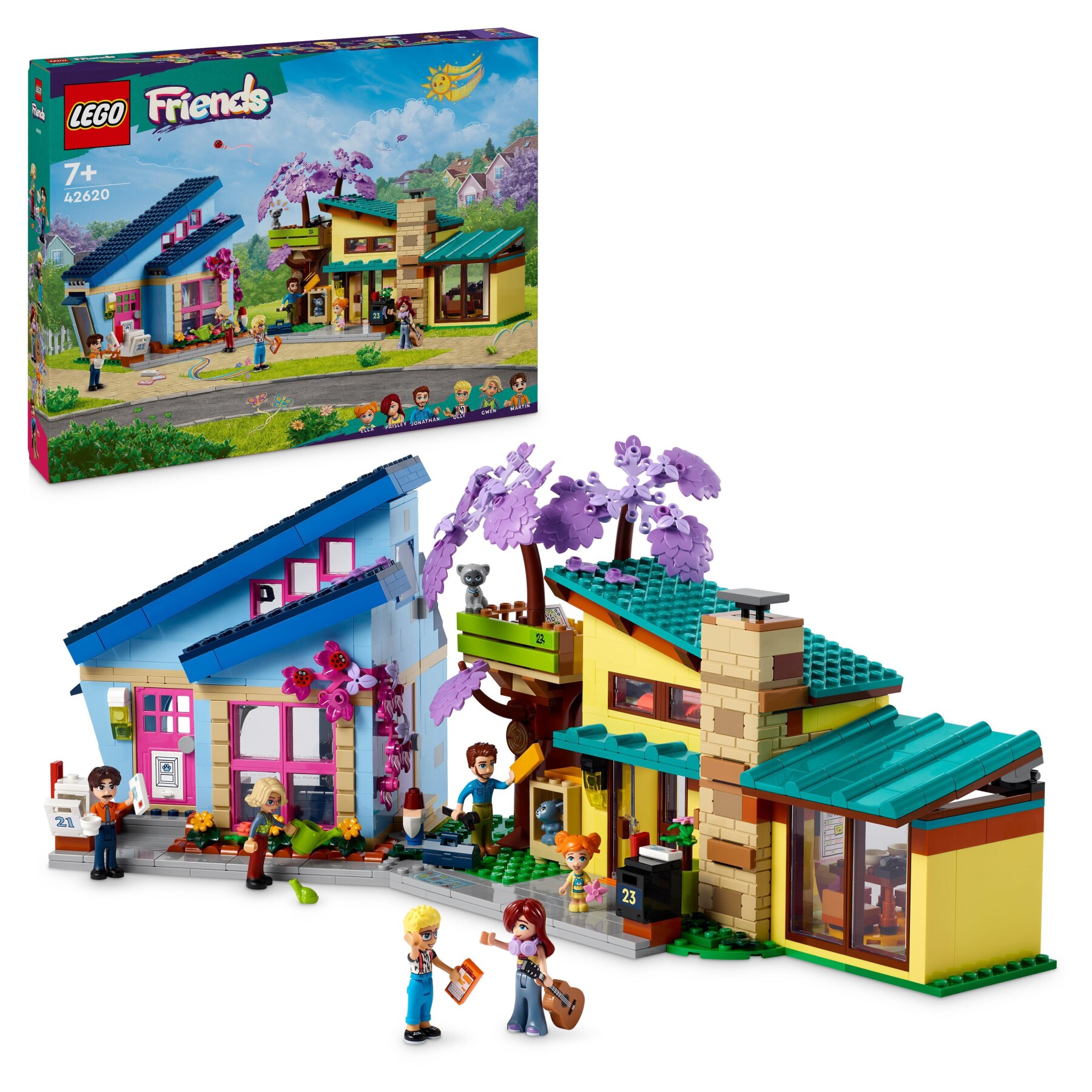 Lego friends 42620 le case di olly e paisley, giochi per bambini di 7+ anni con 2 case giocattolo da costruire e 6 personaggi - LEGO FRIENDS