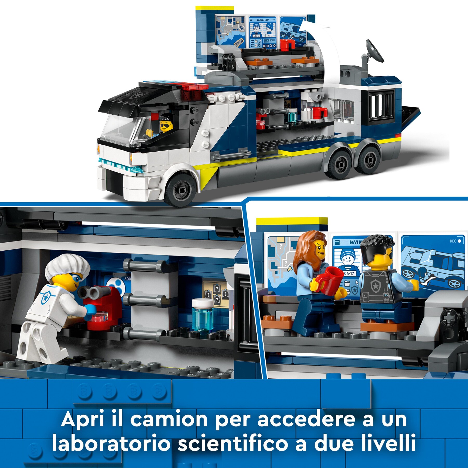 Lego city 60418 camion laboratorio mobile della polizia, giocattolo per bambini di 7+ anni con quad bike e 5 minifigure - LEGO CITY
