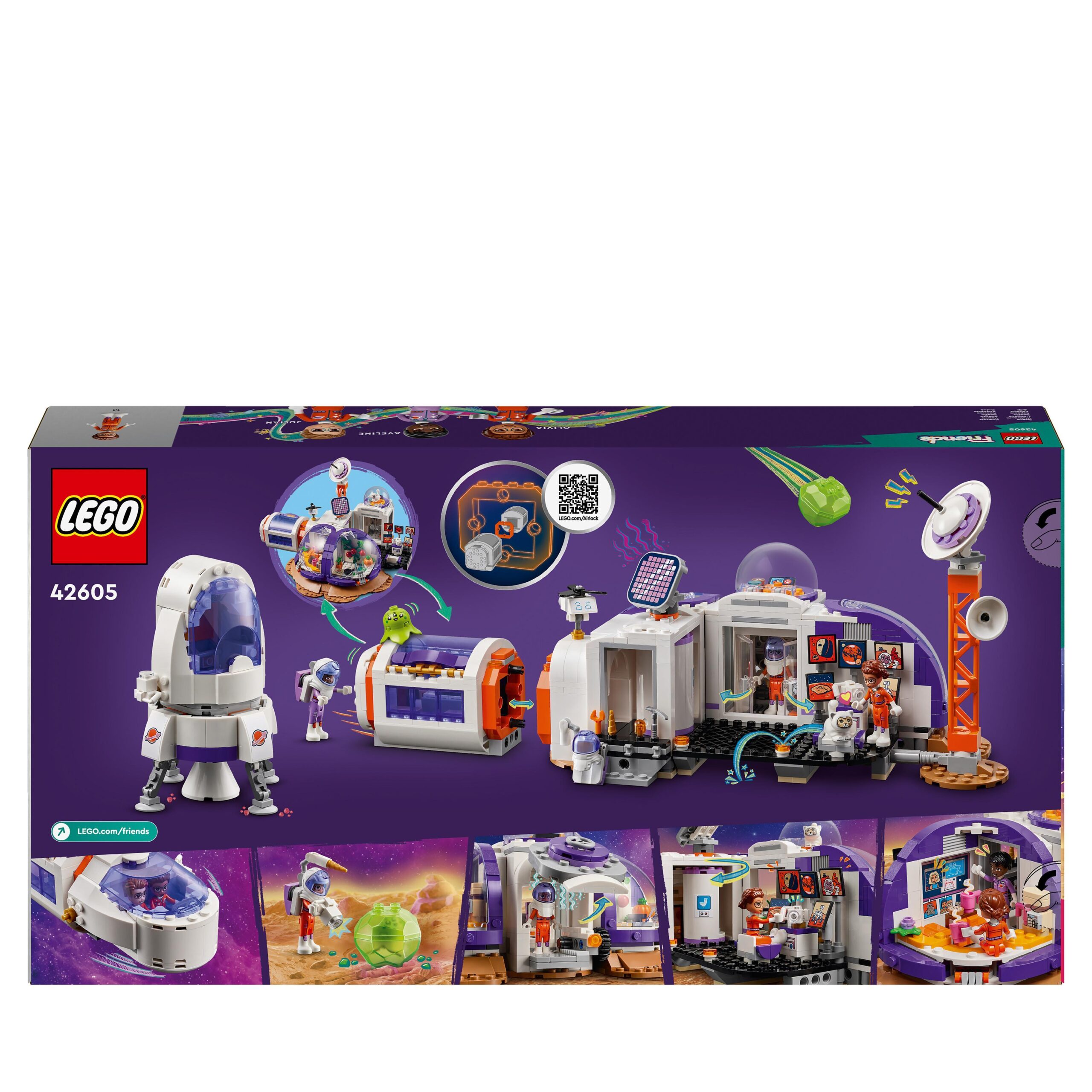 Lego friends 42605 la base spaziale su marte e razzo, giochi per bambini di 8+ anni con 4 mini bamboline, rover e accessori - LEGO FRIENDS