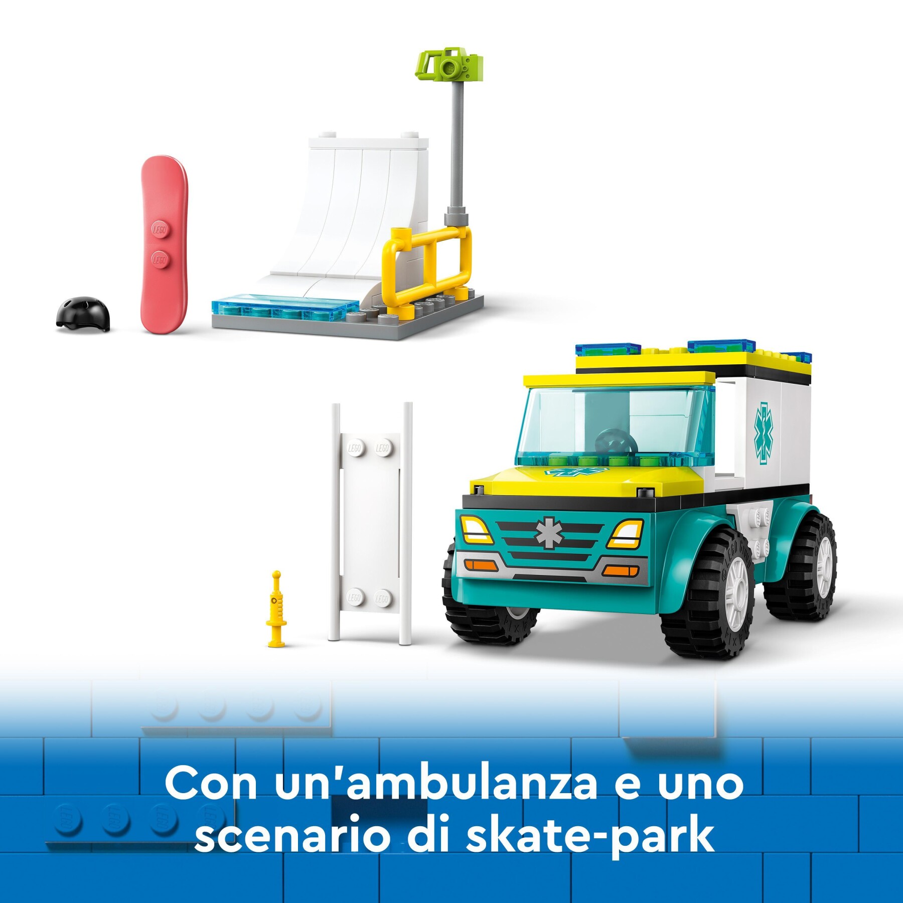 Lego city 60403 ambulanza di emergenza e snowboarder, veicolo giocattolo per il pronto soccorso, giochi per bambini 4+ anni - LEGO CITY