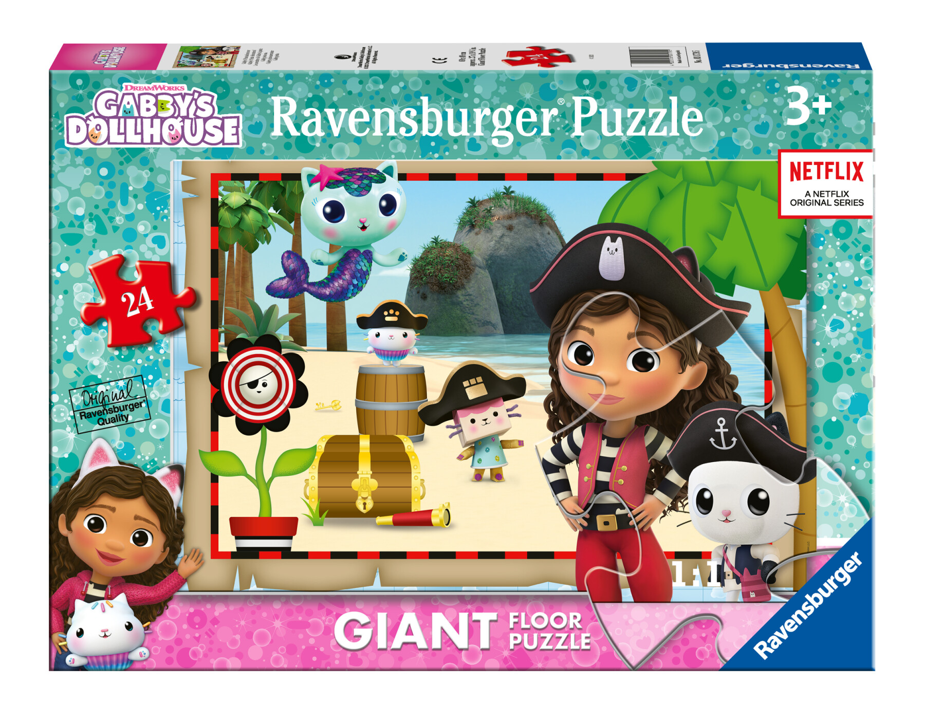 Ravensburger - puzzle gabby's dollhouse b 24 giant, 24 pezzi, età raccomandata 3+ anni - GABBY'S DOLLHOUSE, RAVENSBURGER