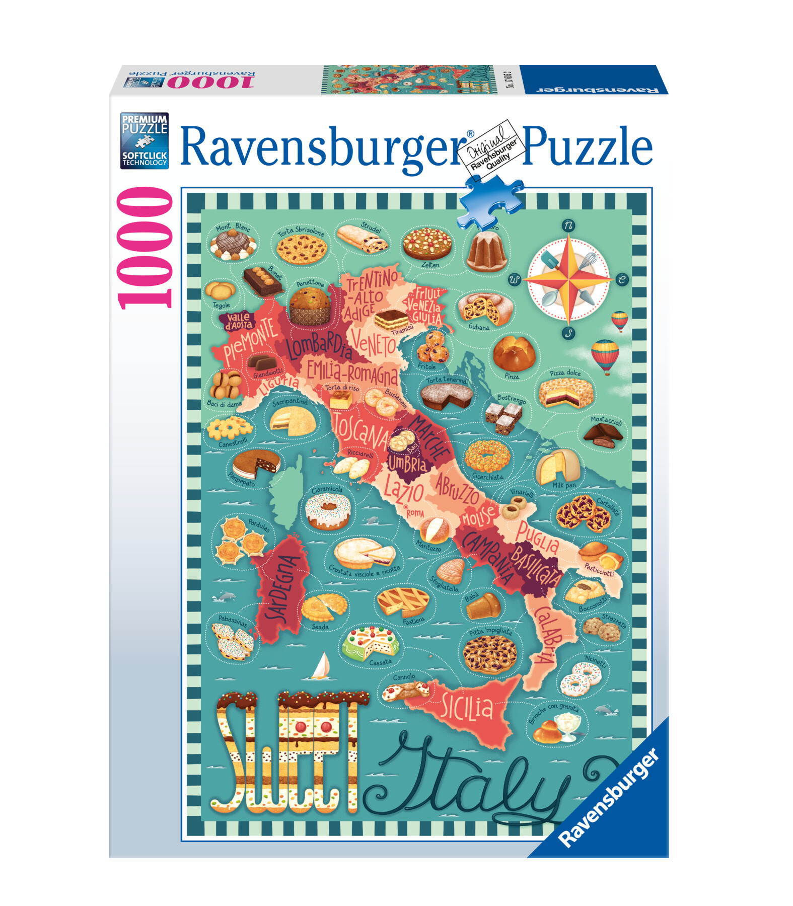Ravensburger - puzzle tour del dolce in italia, 1000 pezzi, puzzle adulti - RAVENSBURGER
