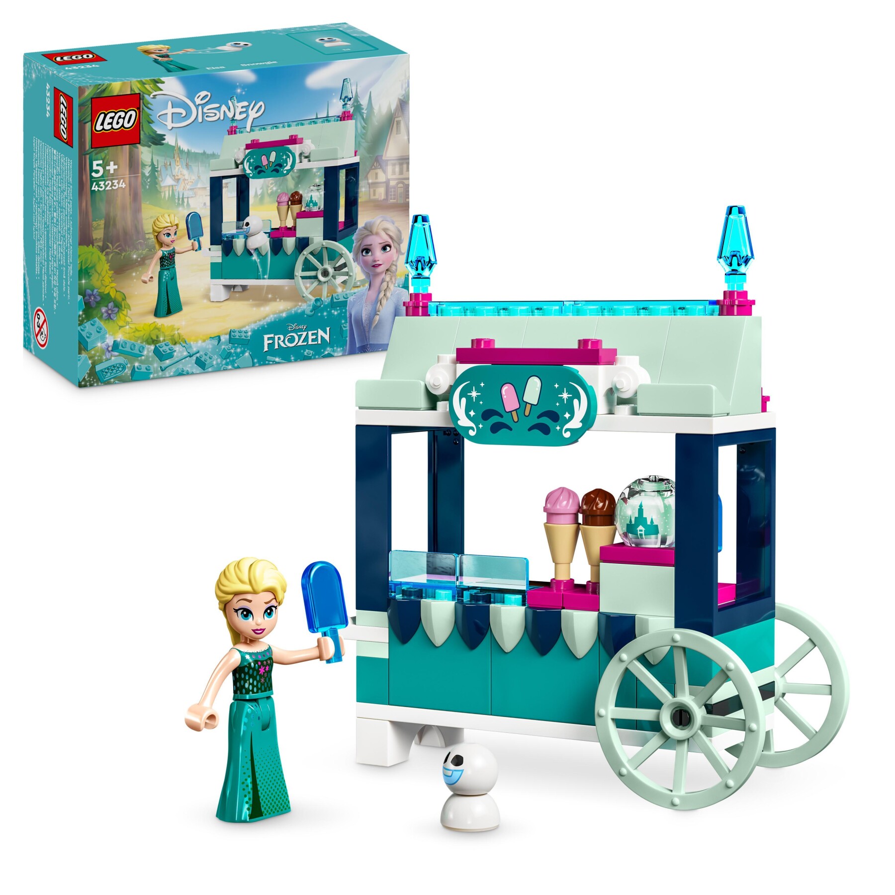 Lego disney princess 43234 le delizie al gelato di elsa frozen, carretto dei gelati delle principesse, giochi per bambini 5+