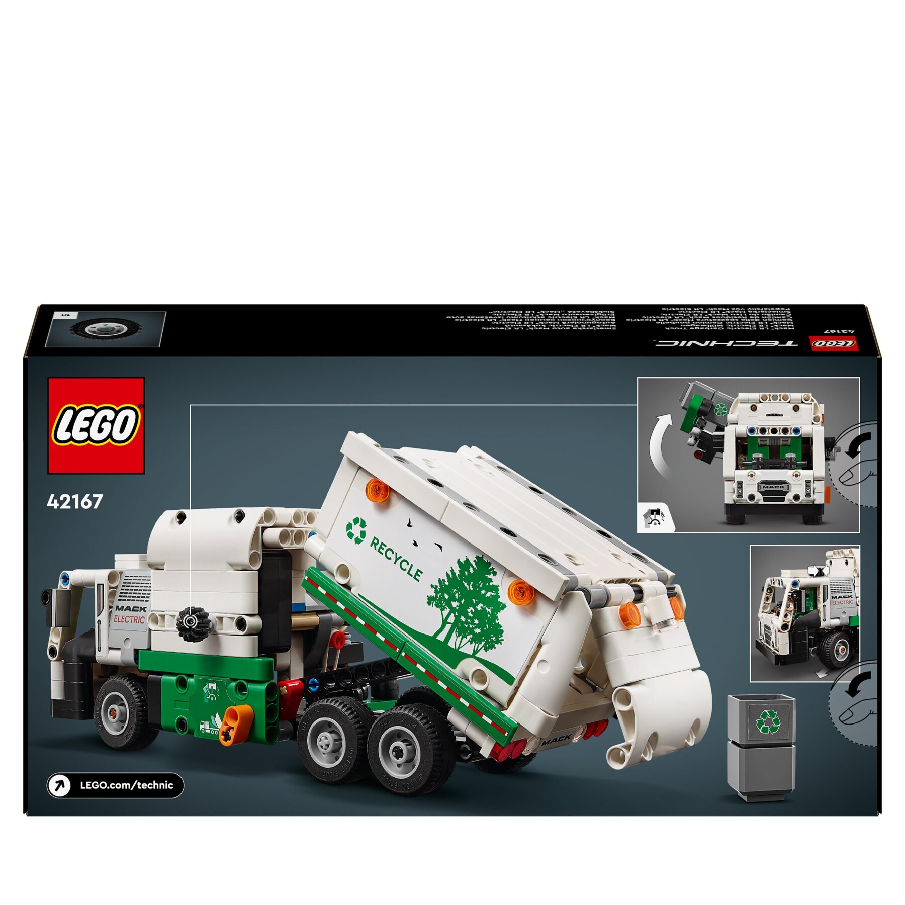 Lego technic 42167 camion della spazzatura mack lr electric, veicolo giocattolo raccolta rifiuti, gioco per bambini 8+ anni - LEGO TECHNIC