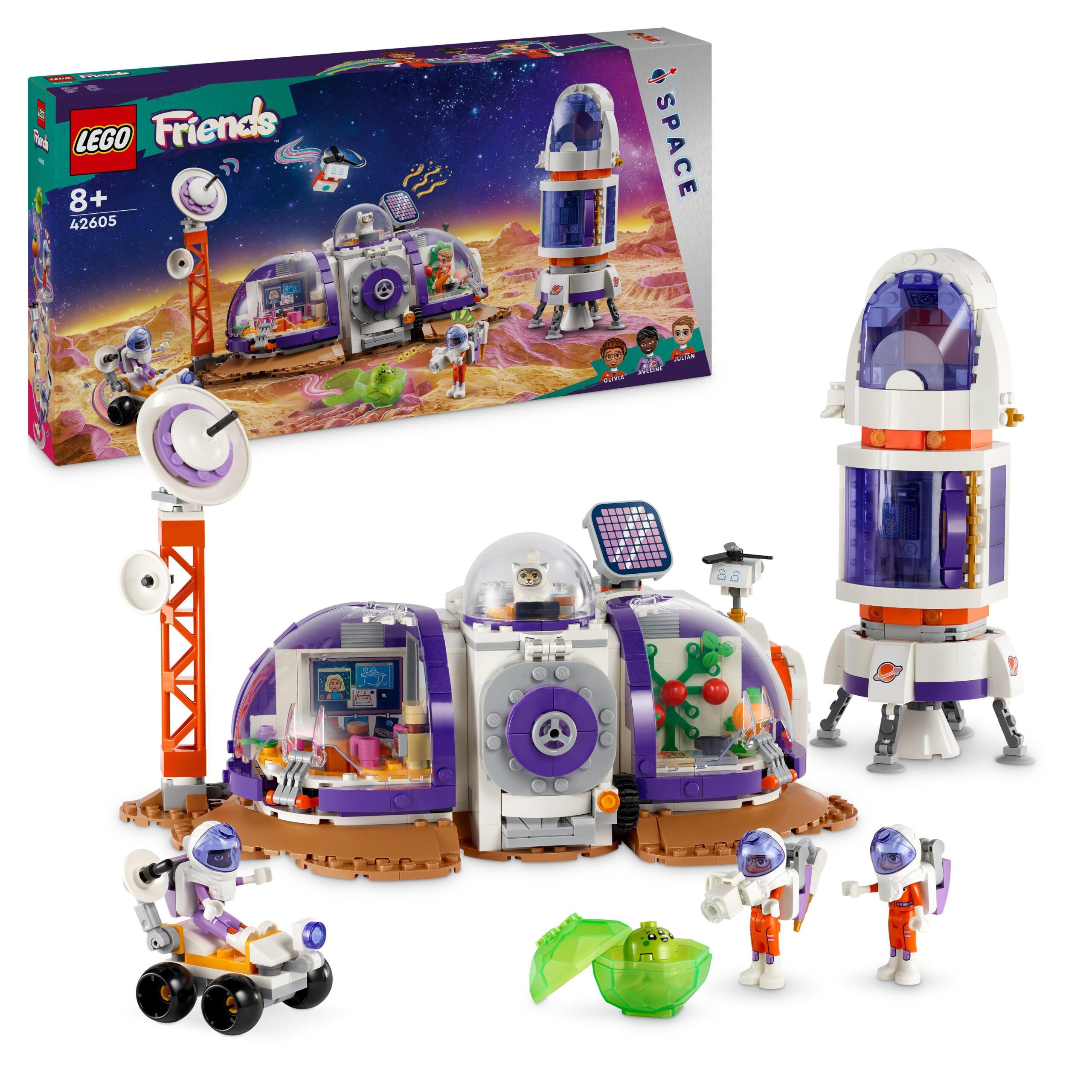 Lego friends 42605 la base spaziale su marte e razzo, giochi per bambini di 8+ anni con 4 mini bamboline, rover e accessori - LEGO FRIENDS