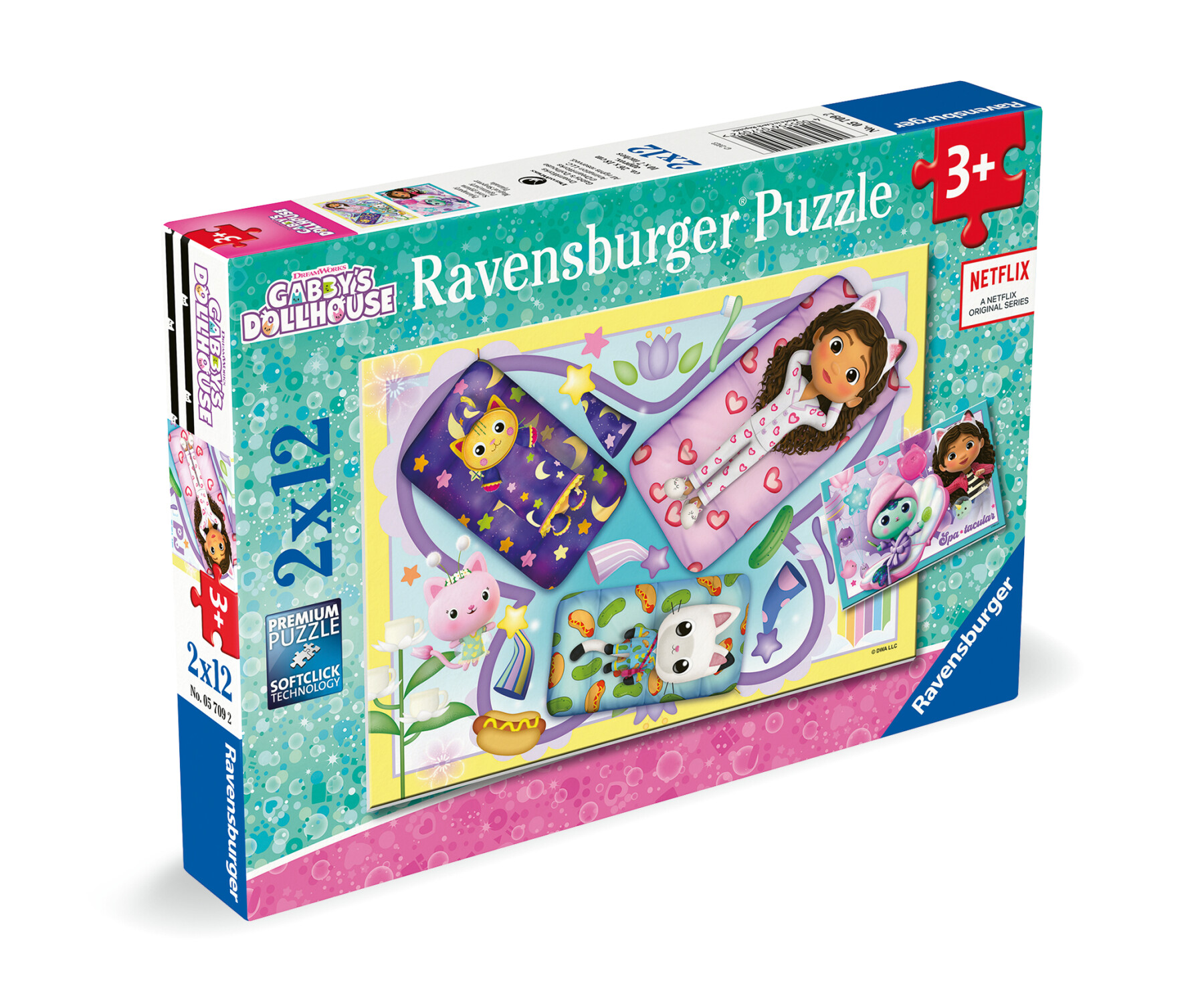 Ravensburger - puzzle gabby's dollhouse, collezione 2x12, 2 puzzle da 12 pezzi, età raccomandata 3+ anni - GABBY'S DOLLHOUSE, RAVENSBURGER