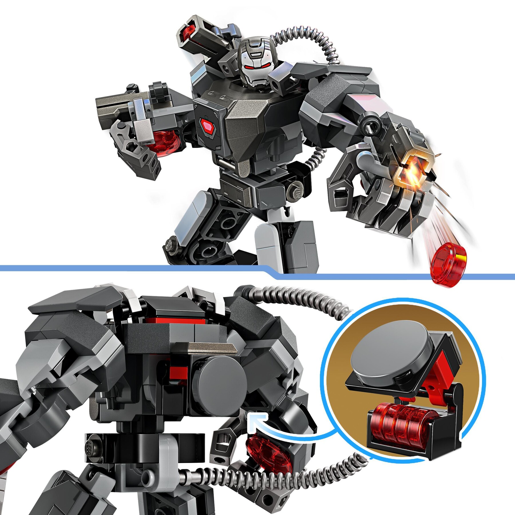 Lego marvel 76277 mech di war machine, giocattolo action figure per bambini 6+ anni, supereroe con 3 shooter, personaggio mcu - DC COMICS, LEGO SUPER HEROES