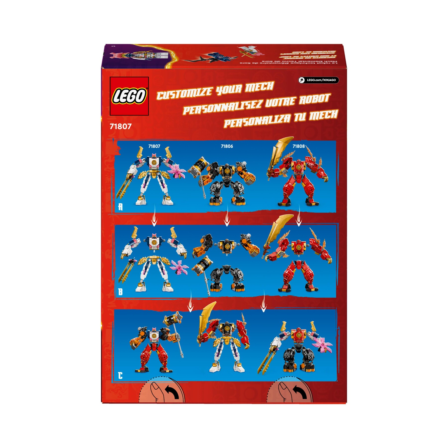 Lego ninjago 71807 mech elemento tech di sora, giochi per bambini 7+ anni, action figure snodabile e 2 minifigure, regalo ninja - LEGO NINJAGO