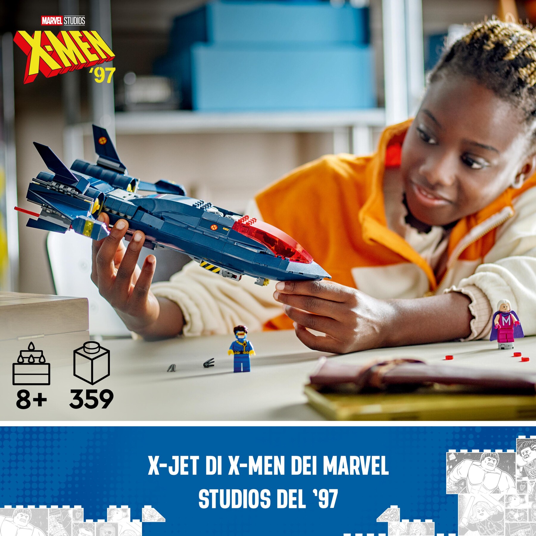Lego marvel 76281 x-jet di x-men, aereo giocattolo per bambini di 8+ anni, modellino da costruire con minifigure di supereroi - LEGO SUPER HEROES