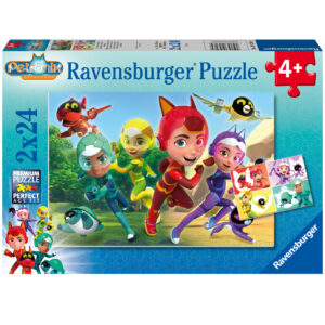 Ravensburger - puzzle petronix defenders, collezione 2x24, 2 puzzle da 24 pezzi, età raccomandata 4+ anni - RAVENSBURGER
