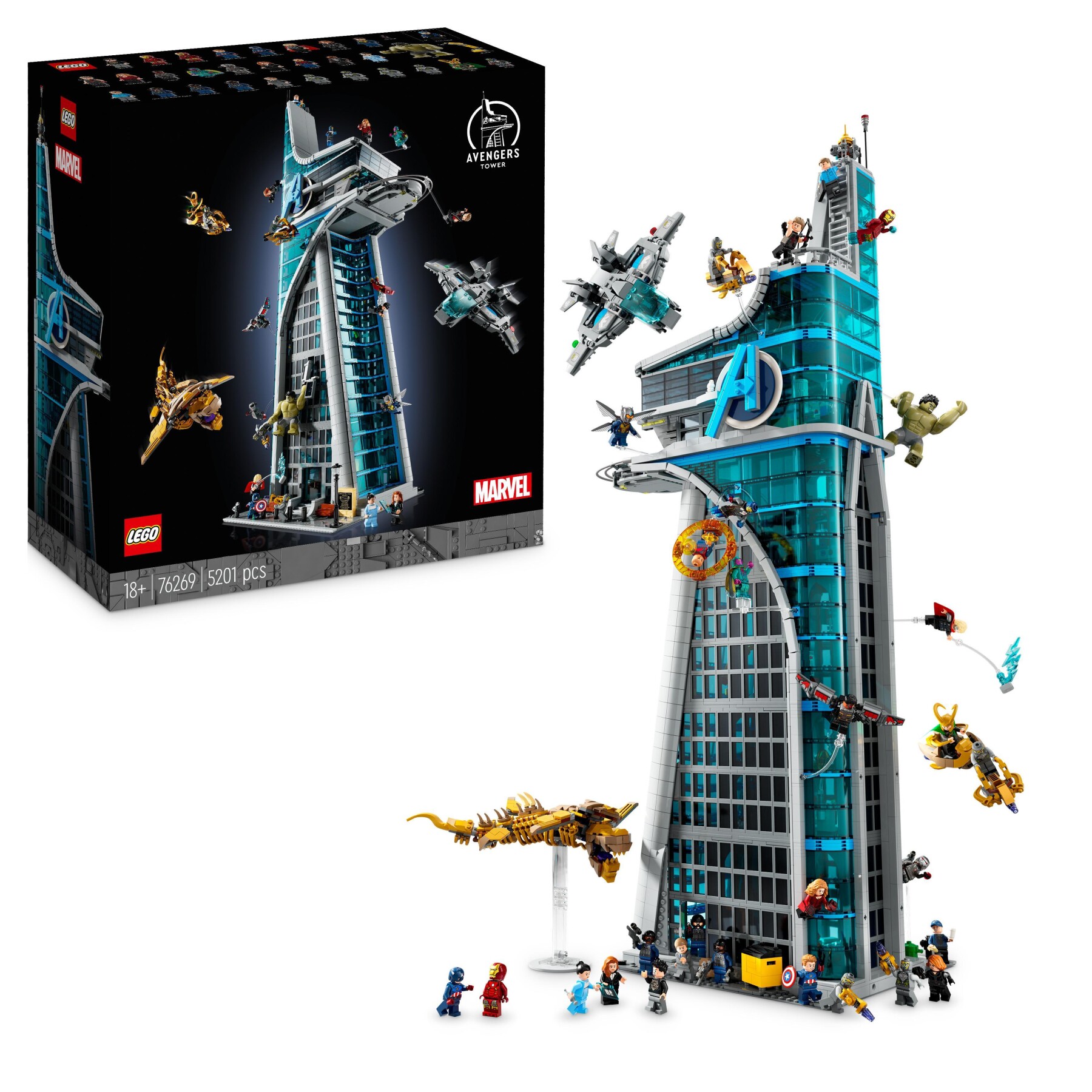 Lego marvel 76269 torre degli avengers, kit modellismo per adulti con modellino di aereo e 31 minifigure, regalo uomo o donna - LEGO SUPER HEROES, Avengers